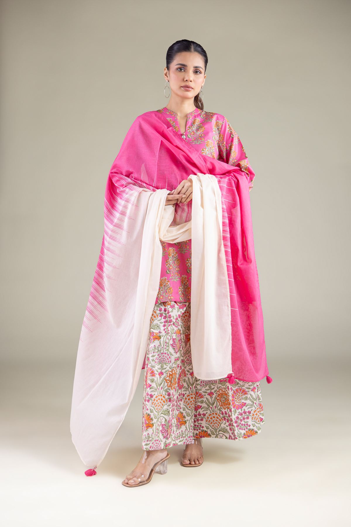 Printed Lawn Summer Solid Dupatta - 1-26-119-C-E-VG