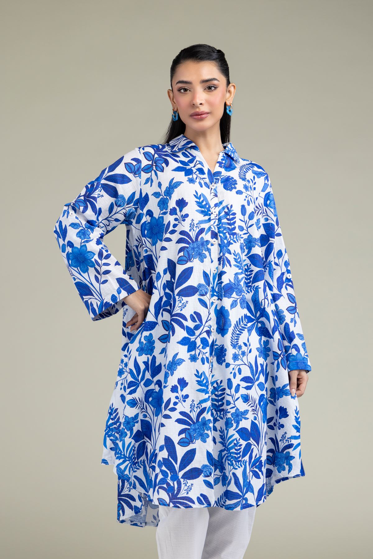Printed Cotton Dobby Floral Short Kurta - 1-26-202-A-A1-VG