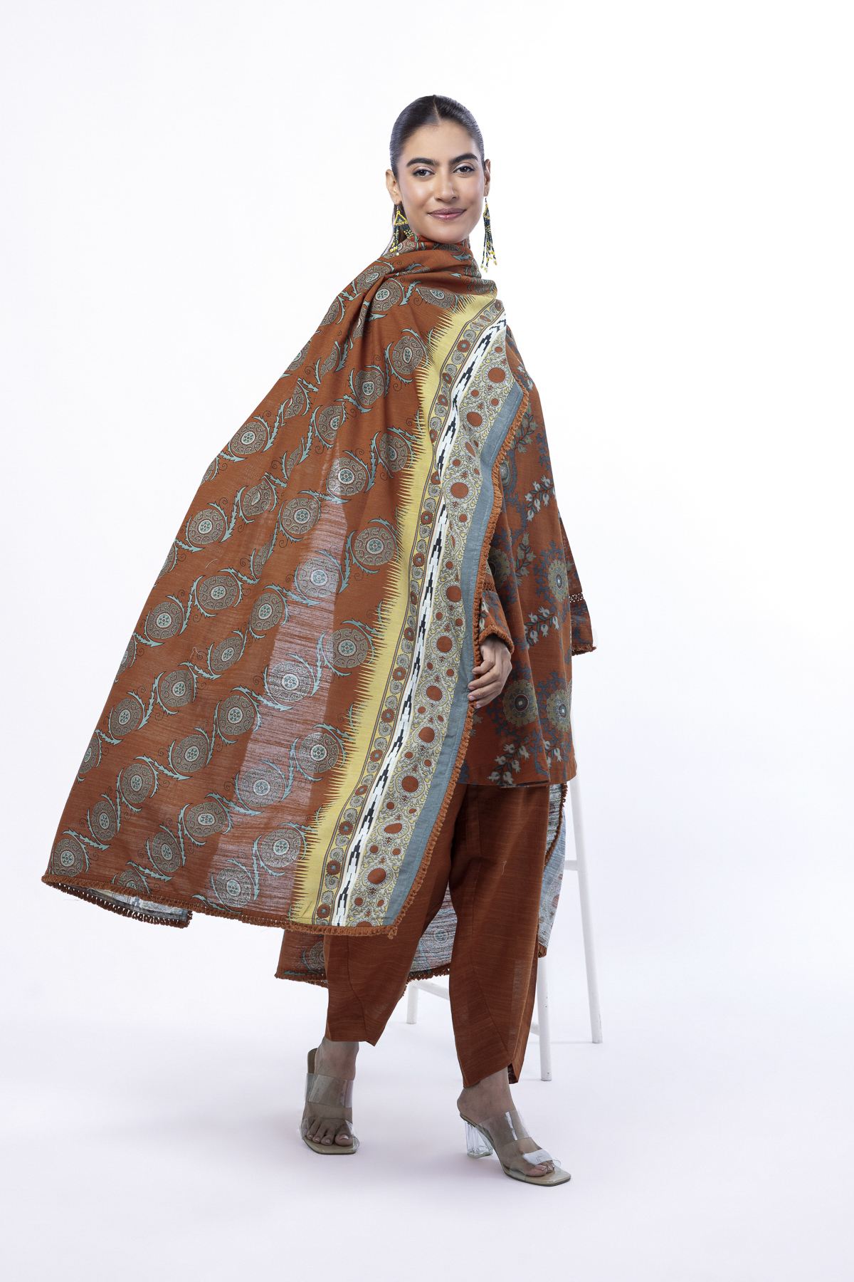 Printed Light Khaddar Fabrics 3 Piece - KRN16A-VG