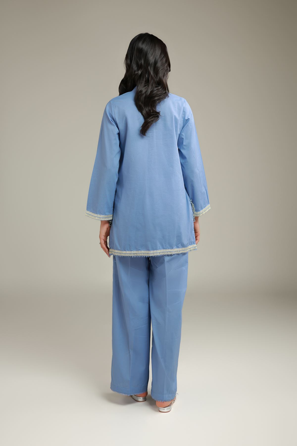 Embroidered Cambric Floral Blue Kurta - 1-26-120-A-A-VG
