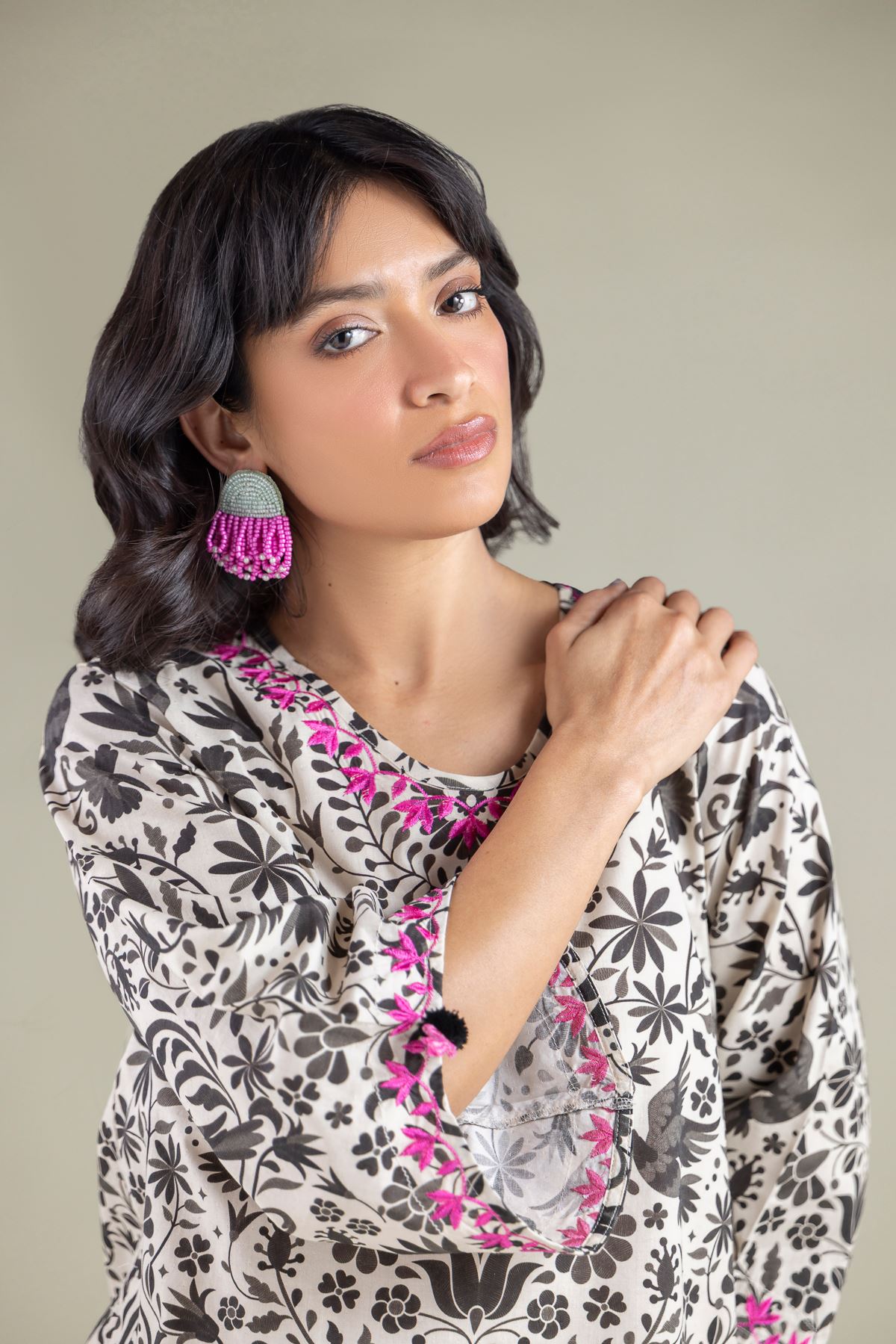 Embroidered Cotton Dobby Kurta - T-A22-26-108FG-VG