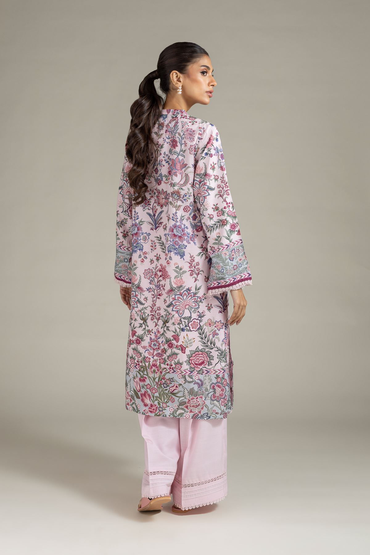 Printed Raw Silk Kurta - 25-08-12E8-04TA-VG