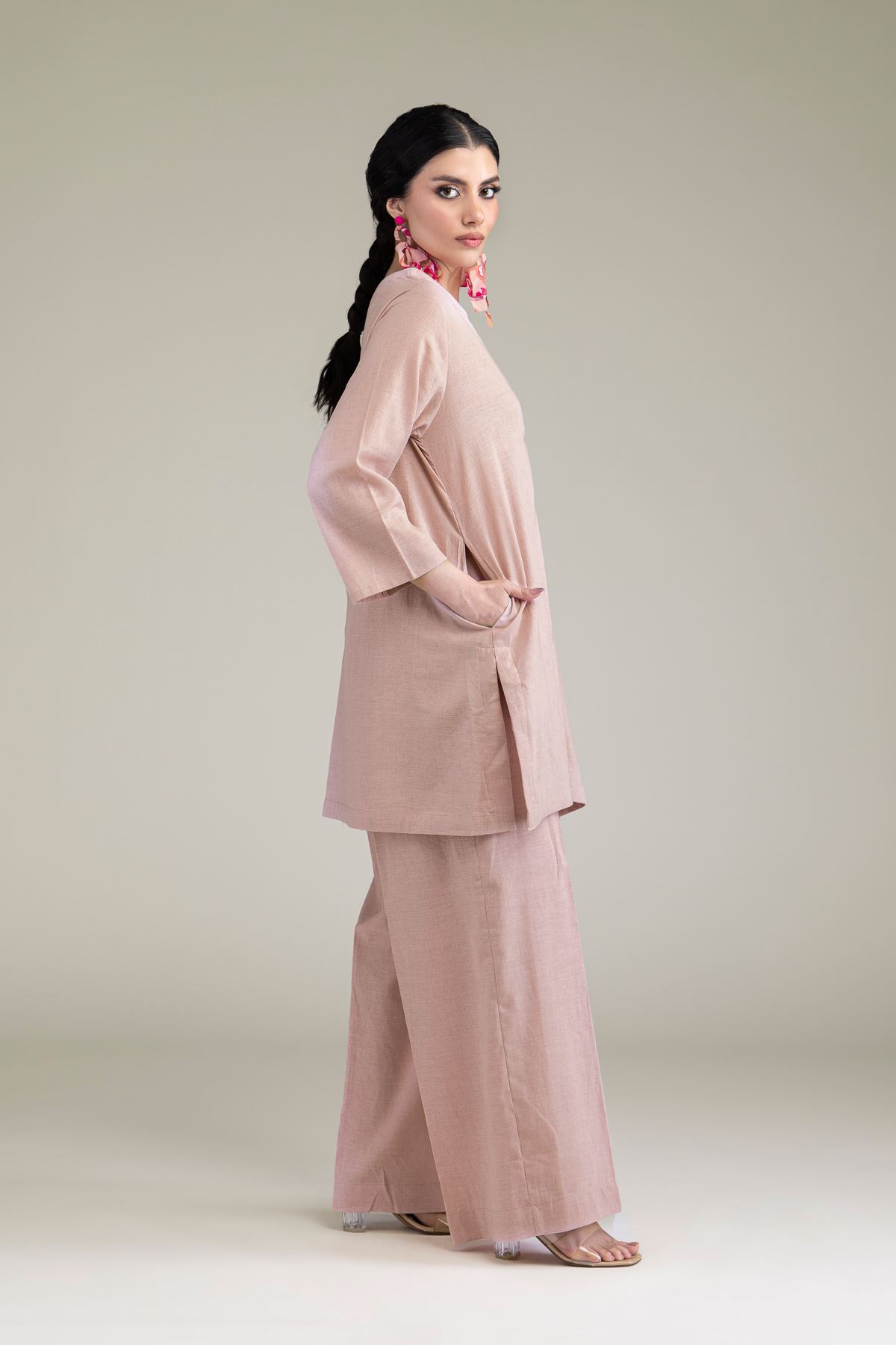 Dyed Blended Linen Solid Linen Pants - 8-26-201-A-B1-VG