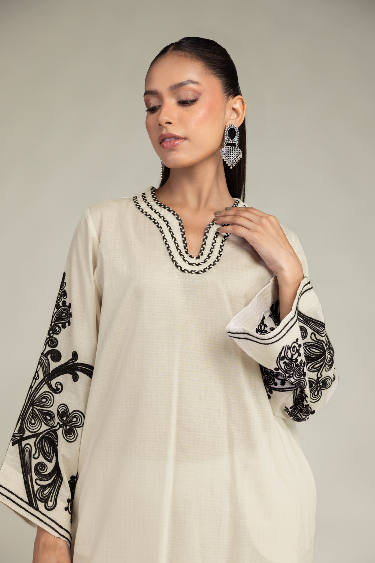 Embroidered Cotton Dobby Floral Cotton Kurta - 1-26-225-A-C1-VG