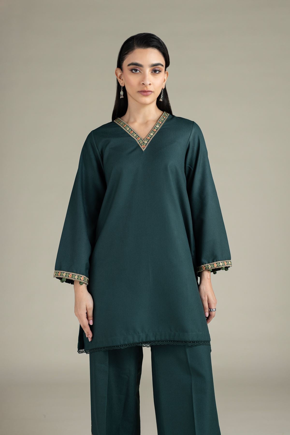 Embroidered Heavy Blended Viscose Kurta - 25-10-10S4-02TB-VG