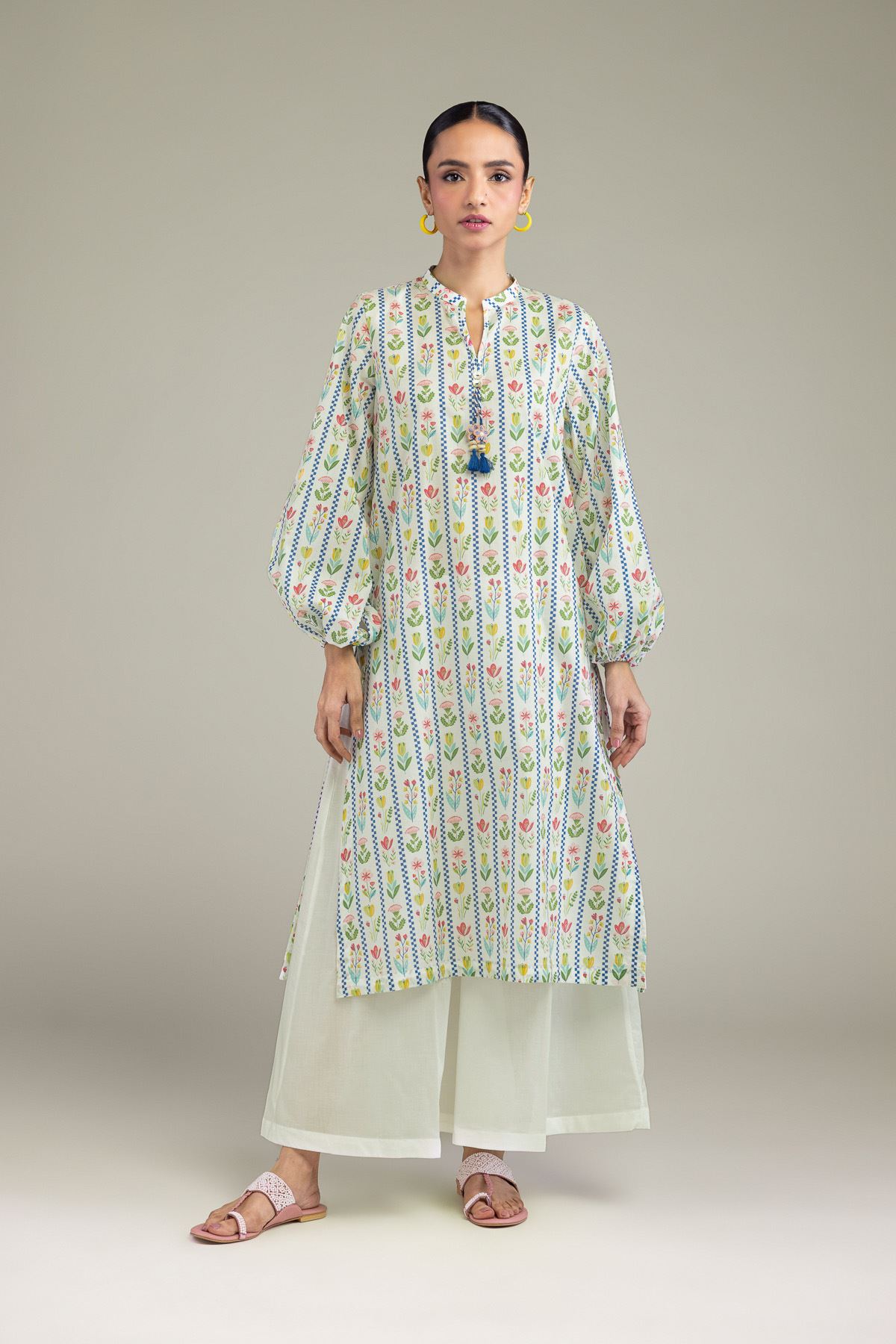 Printed Cambric Floral Cambric Kurta - 1-26-213-A-B1-VG