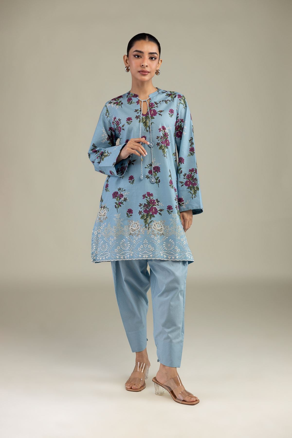 Printed Cotton Dobby Floral Cotton Kurta - 1-26-229-B-I2-VG