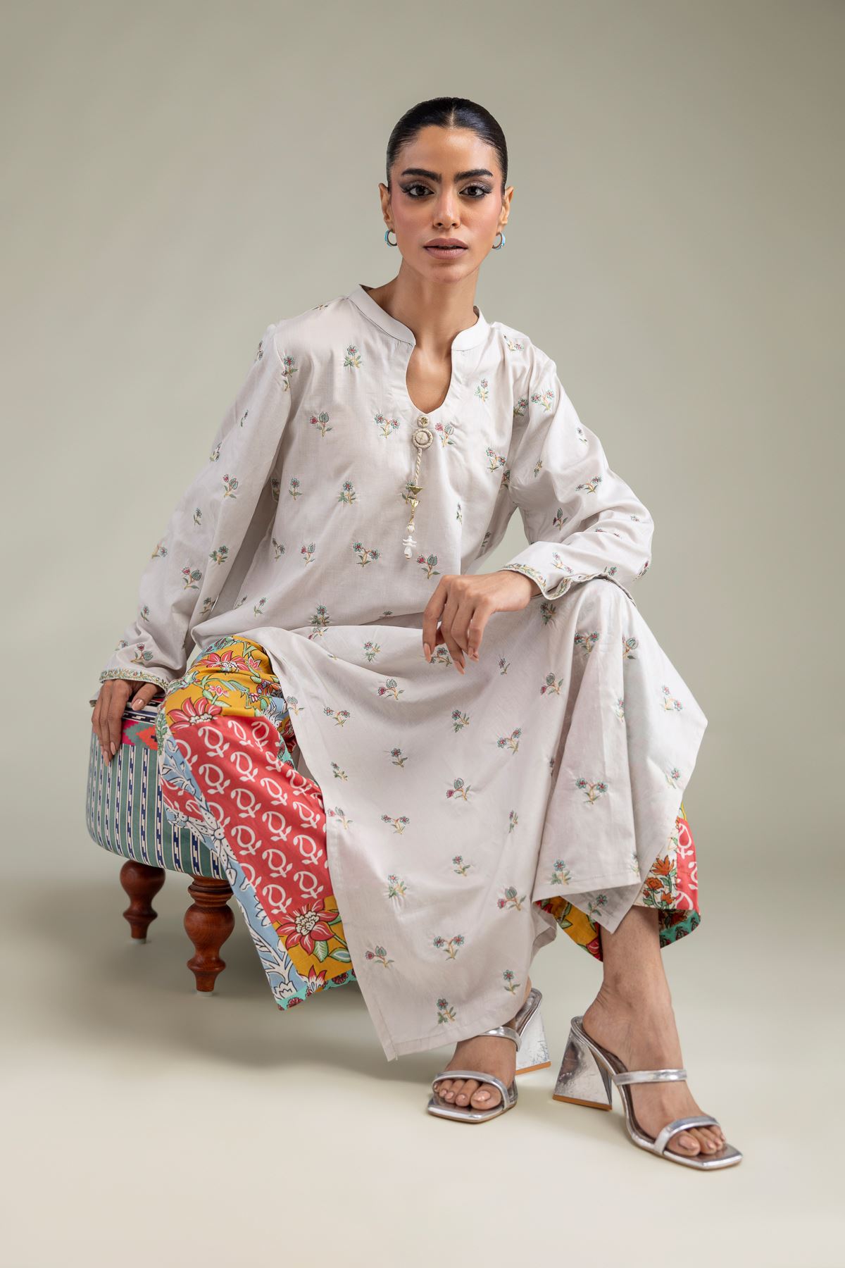 Embroidered Cambric Fabrics 2 Piece | Top and Bottom - A22-26-209FB1-VG