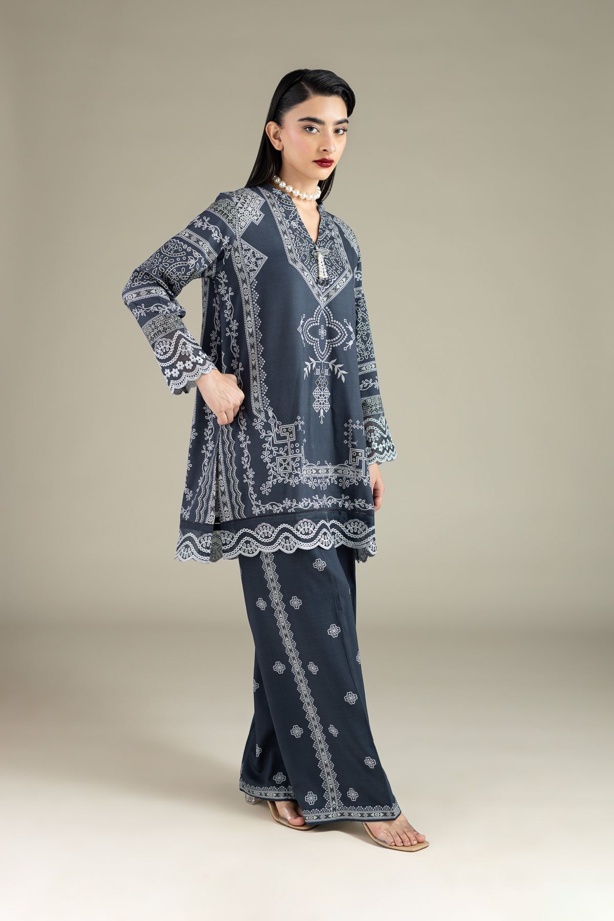 Printed Raw Silk Pants - 25-10-10S6-05TA-VG
