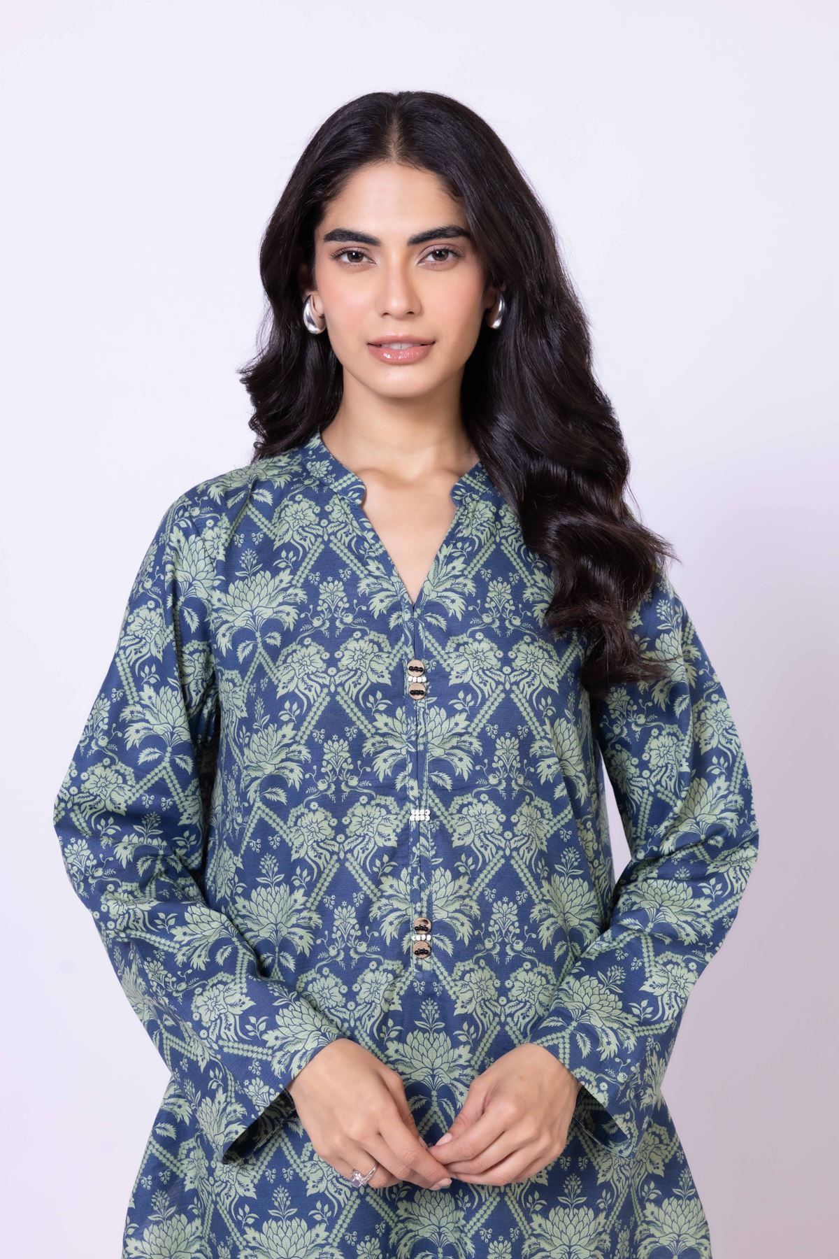 Printed Khaddar Kurta - 25-09-11E11-08TA-VG