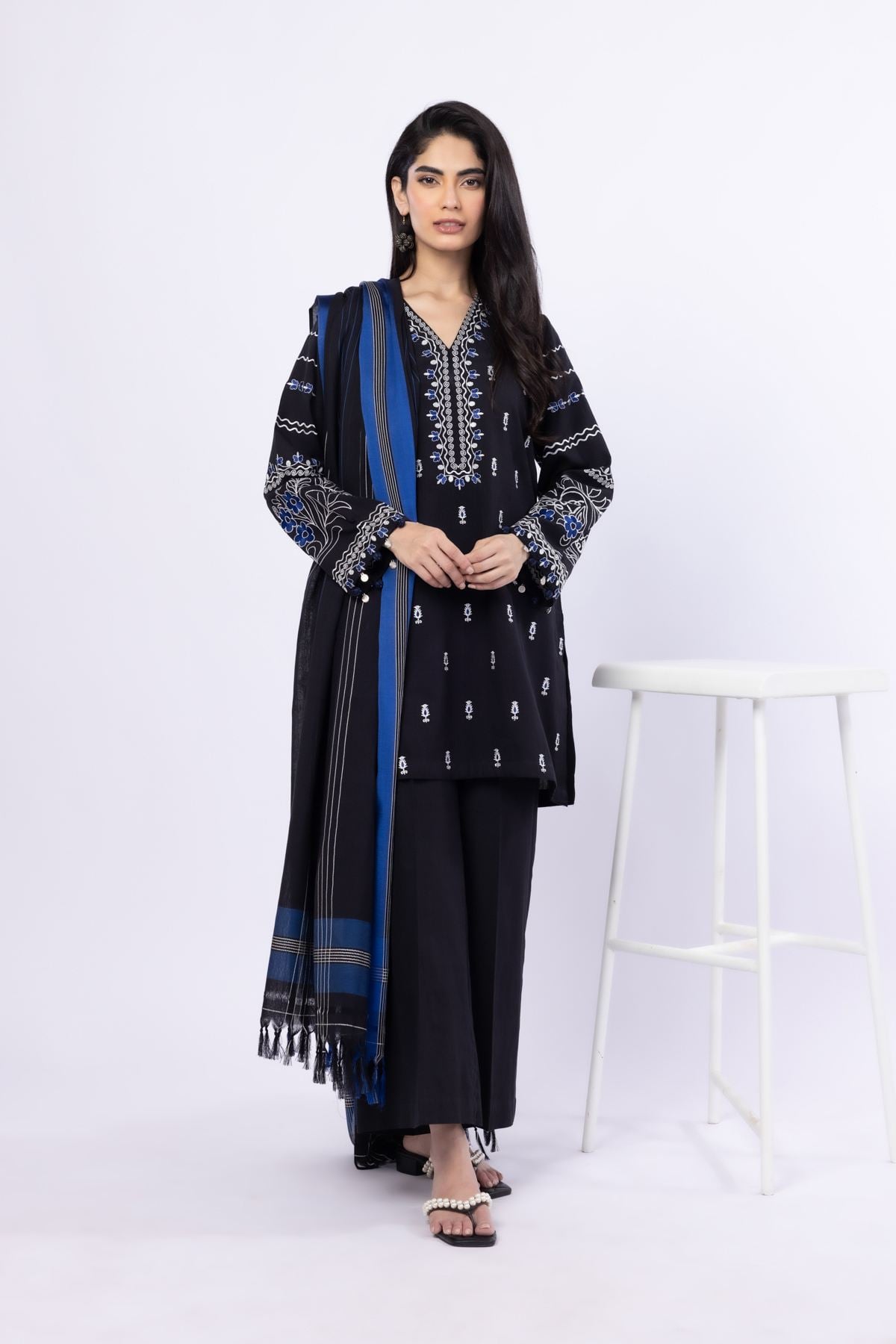 Embroidered Handwoven Cotton Kurta - 25-09-10E5-03TB-VG