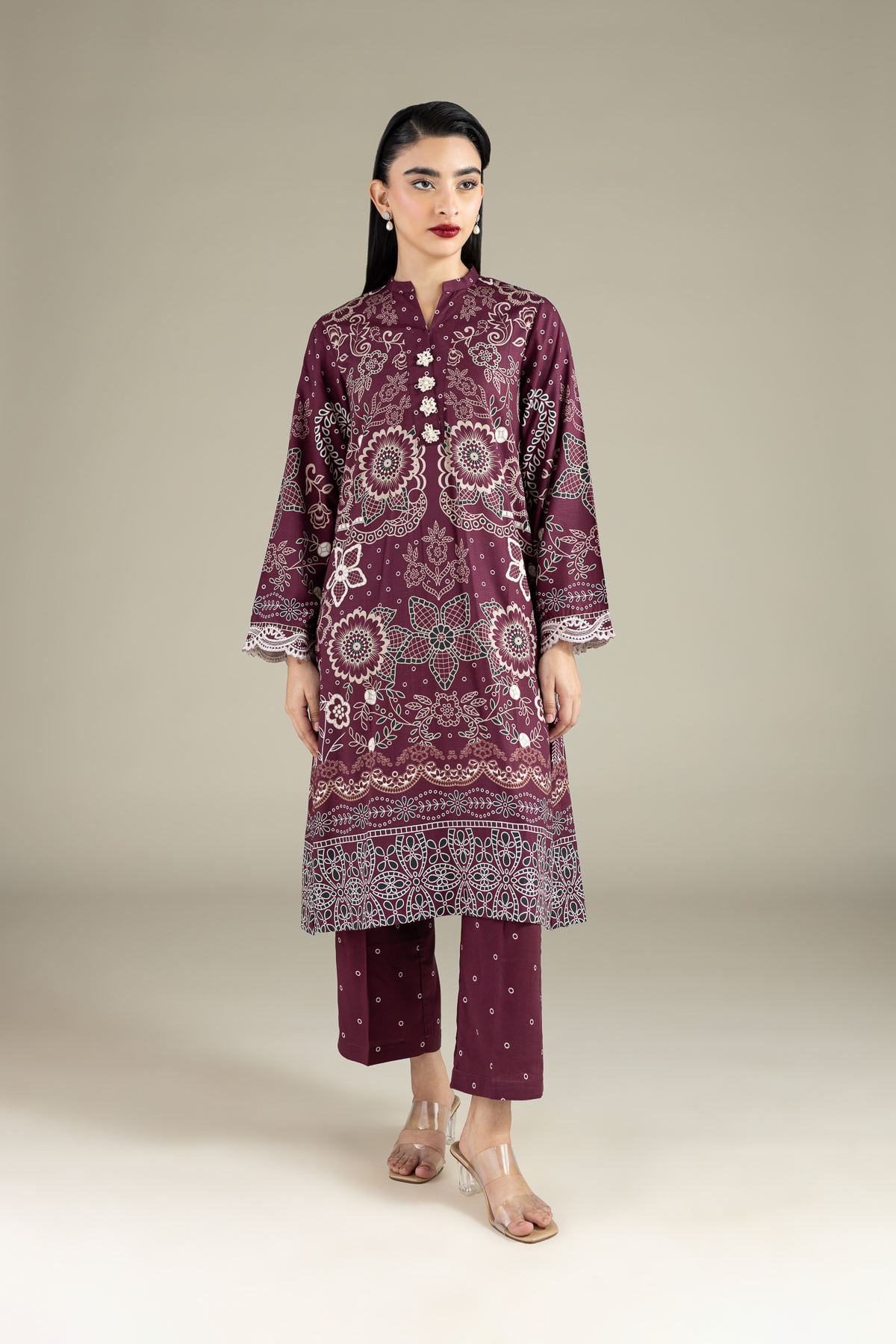 Printed Raw Silk Pants - 2-26-106-A-F-VG