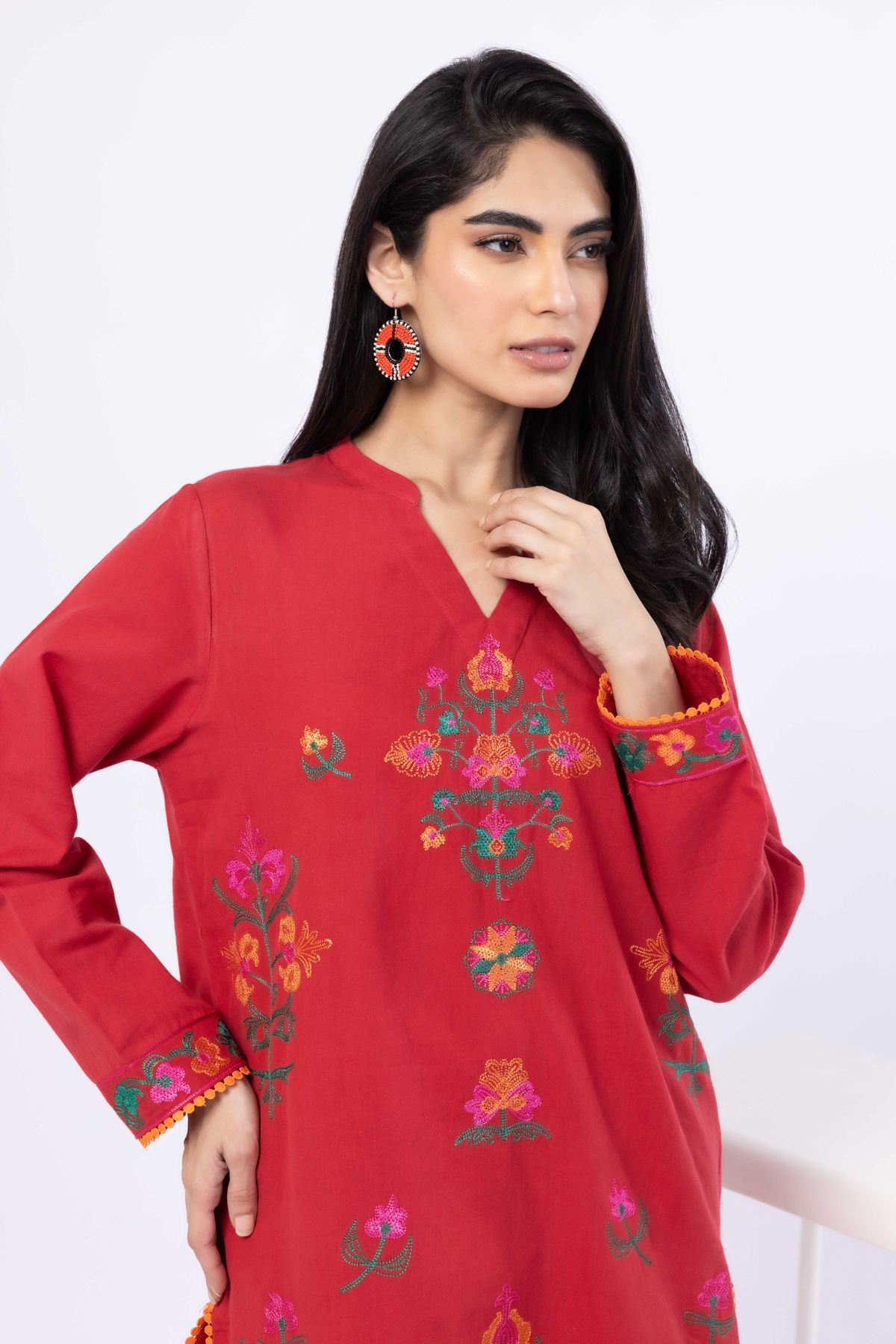 Embroidered Handwoven Cotton Kurta - 25-09-9S3-07TB-VG