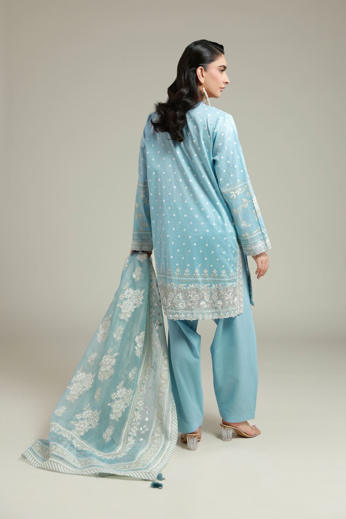 Embroidered Cambric Tailored 3-piece Set - 6-26-202-A-I1-VG