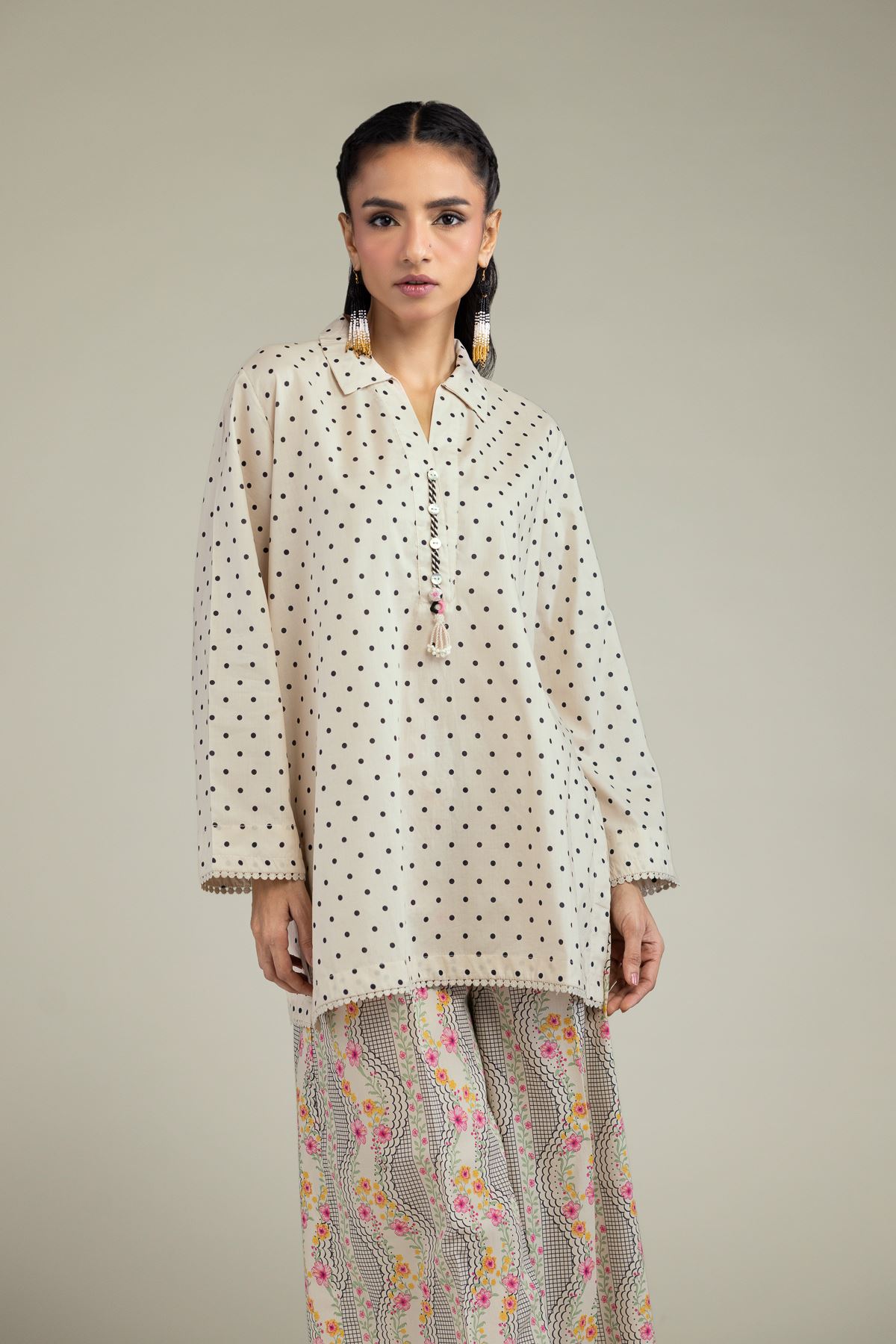 Printed Cambric Cambric V-Neck Kurta - 25-10-11E1-01TB-VG