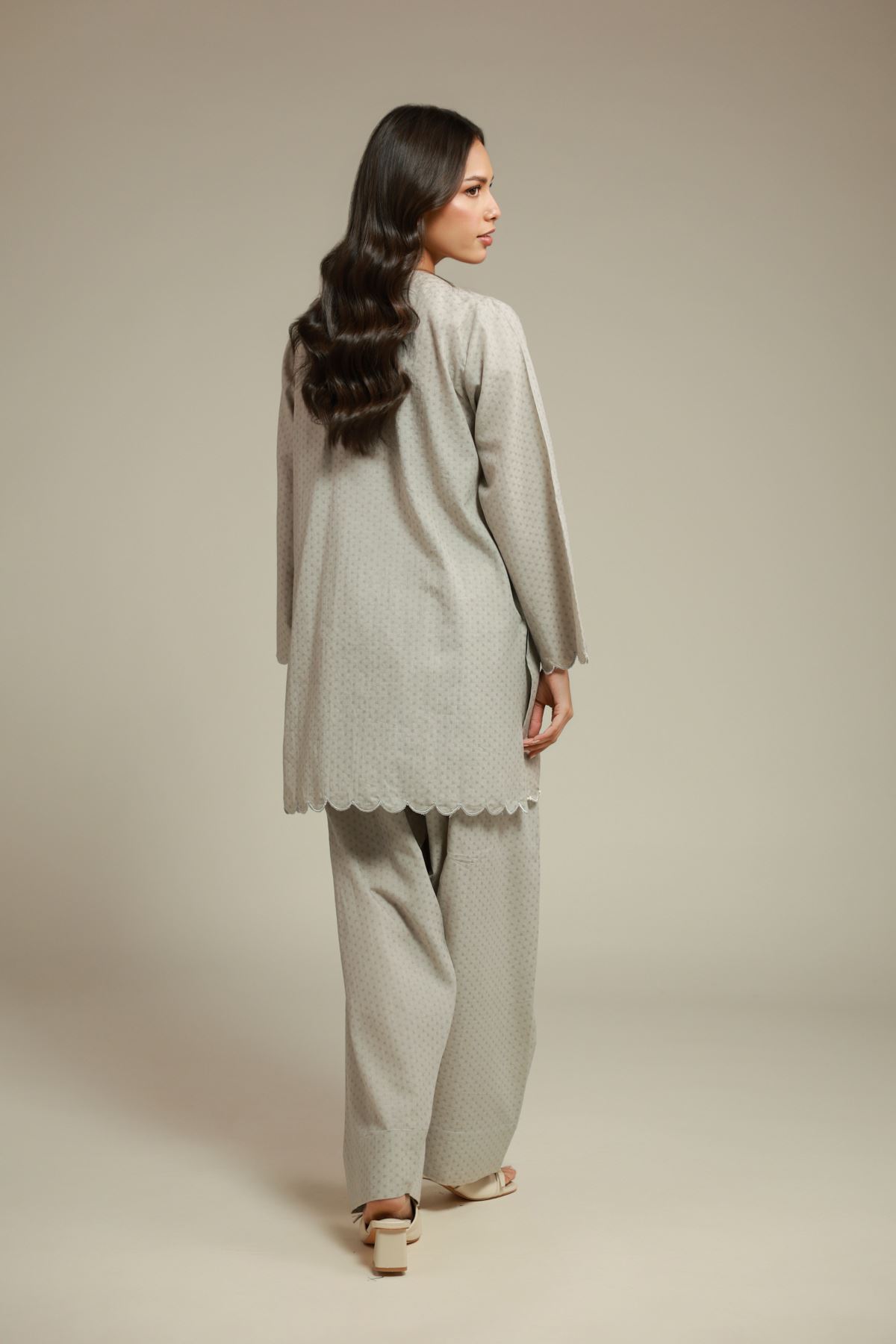 Embroidered Cotton Dobby 2-Piece Tailored Set - 1-26-135-A-D-VG