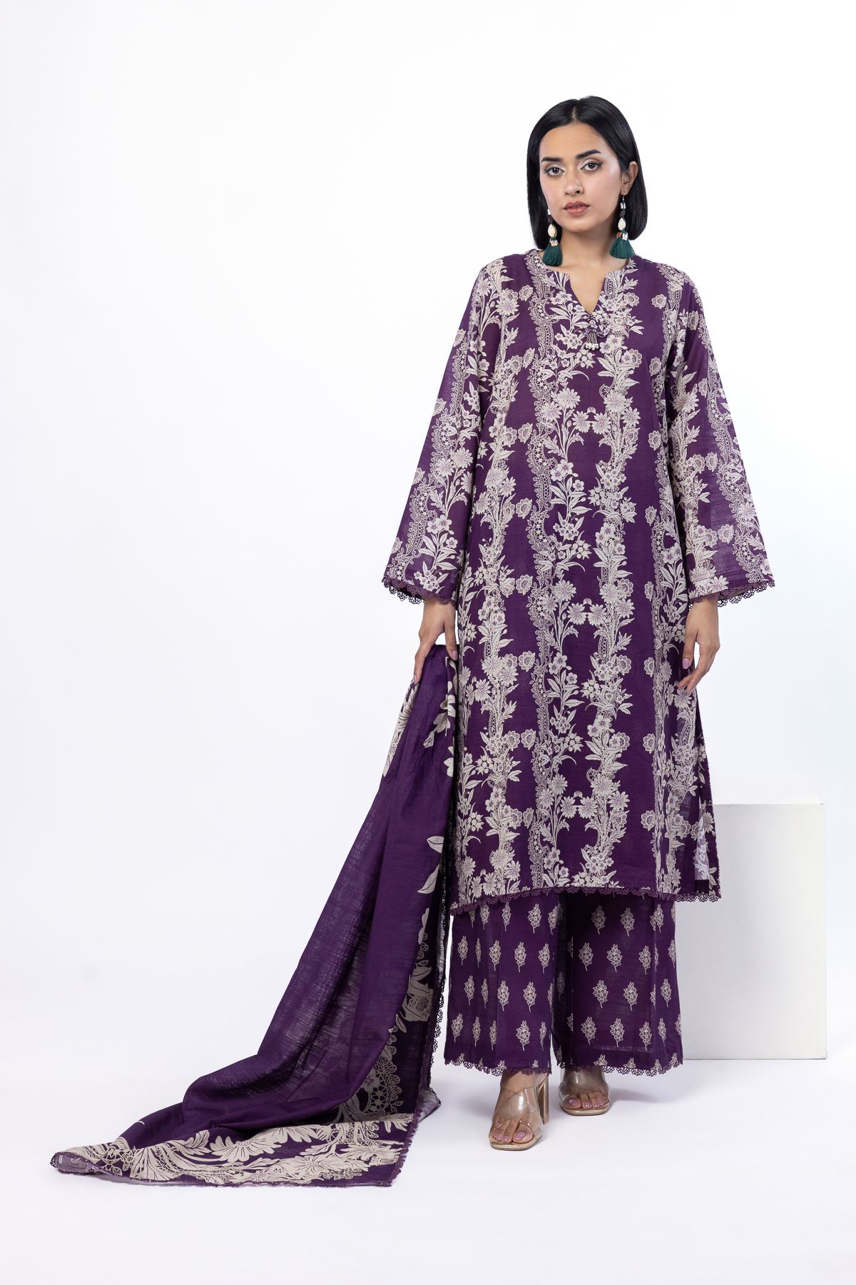 Printed Light Khaddar Fabrics 3 Piece - KW38A-VG