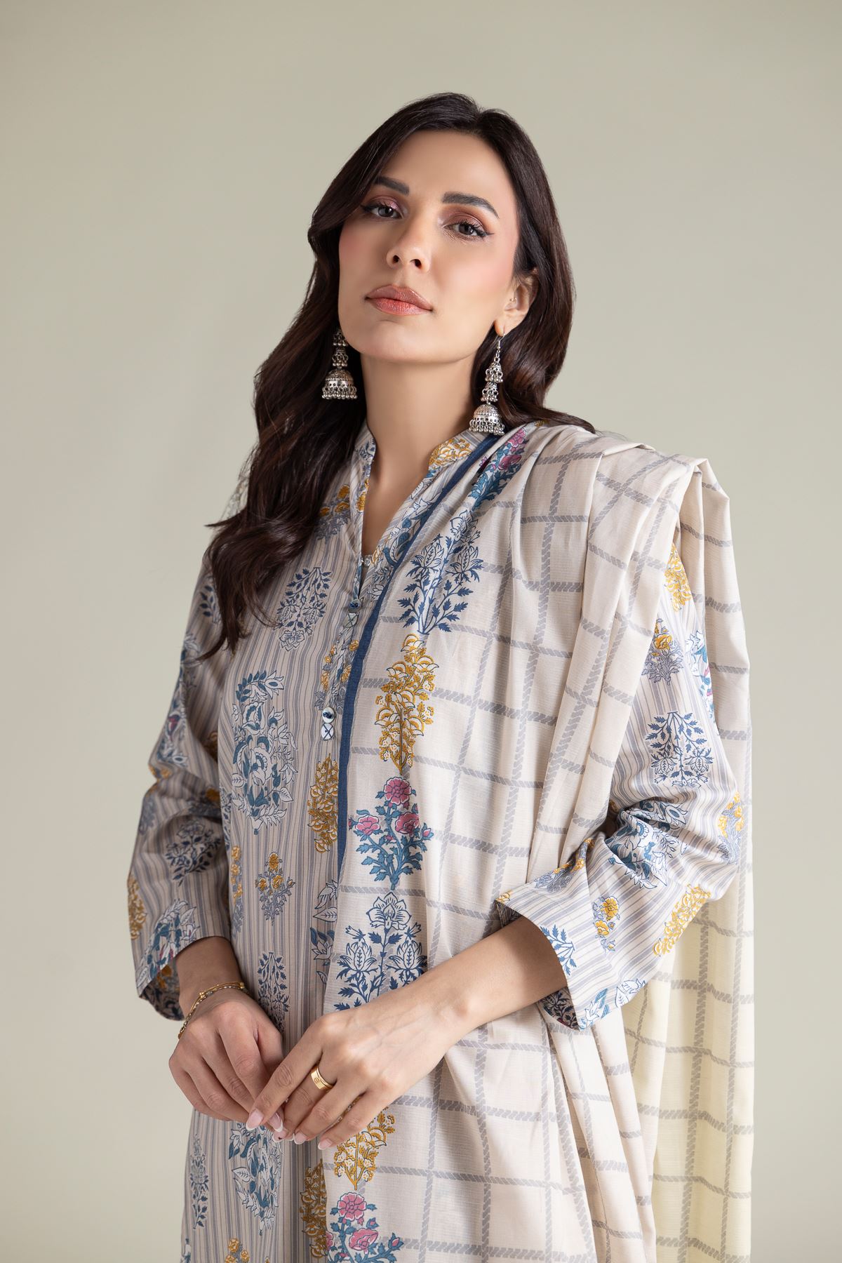 Embroidered Textured Lawn Printed Lawn Dupatta - 2-26-202-A-D-VG