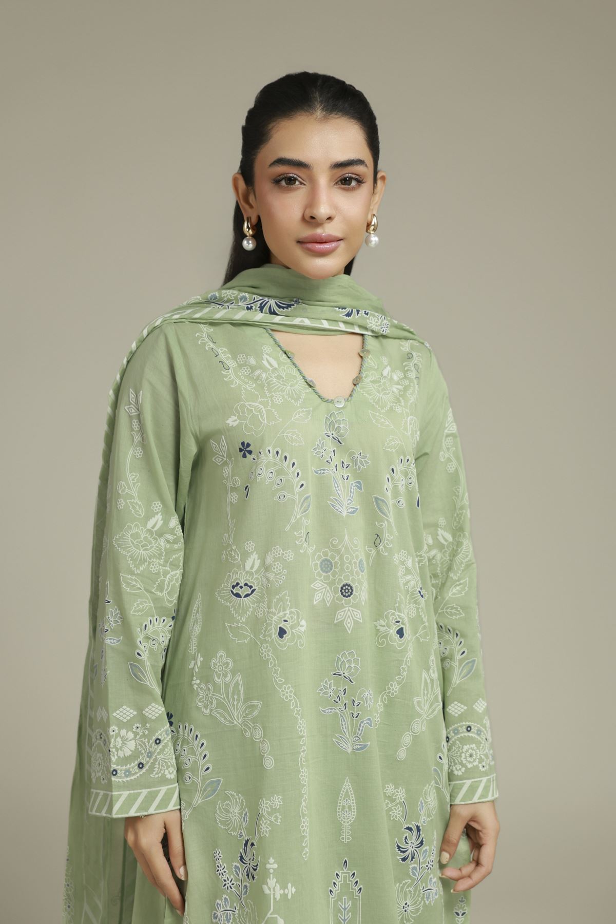 Printed Cambric Tailored 3-Piece Set - T-A22-26-112FH1-VG