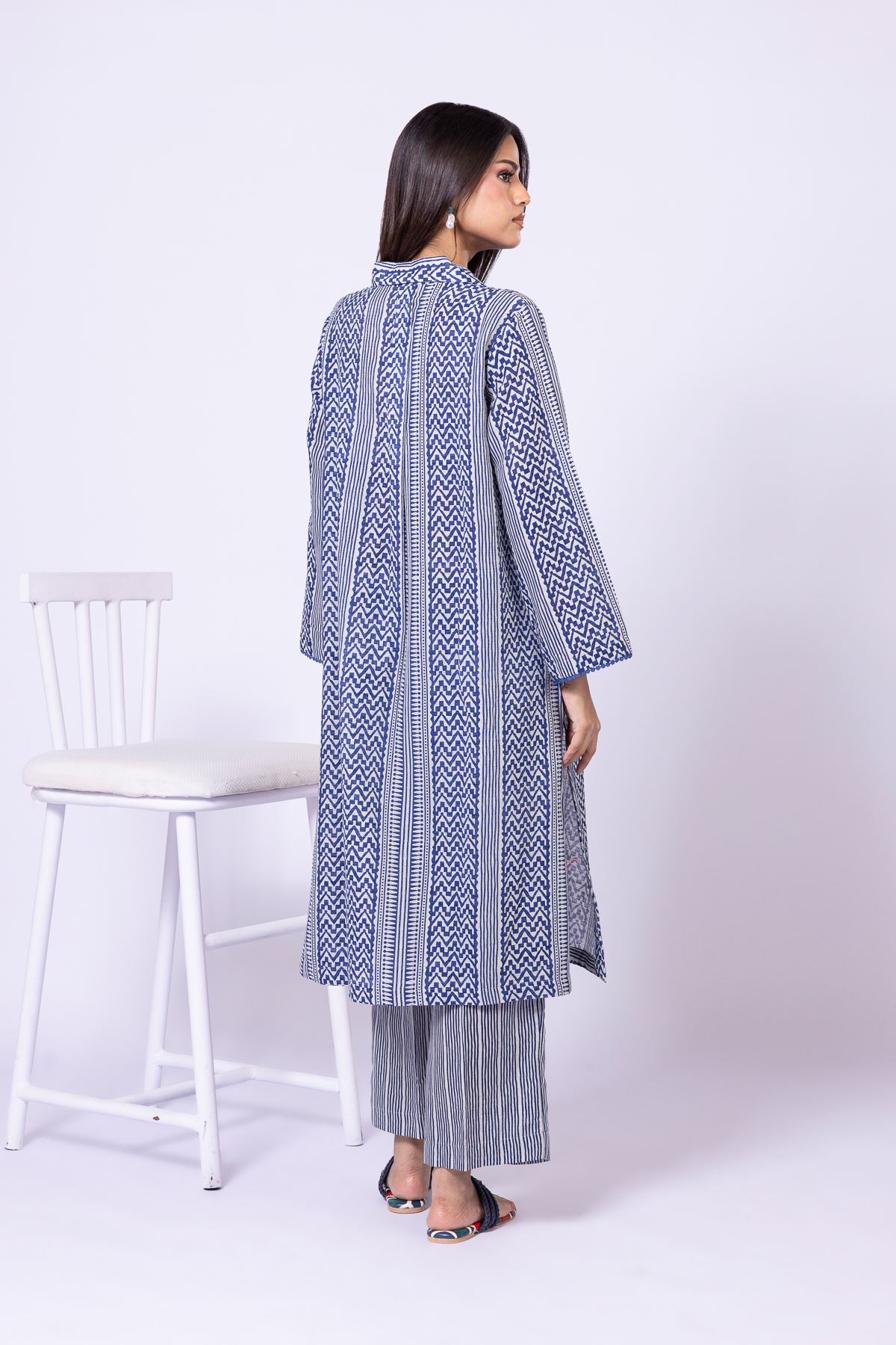 Printed Textured Cotton Kurta - 25-09-11E14-08TA-VG
