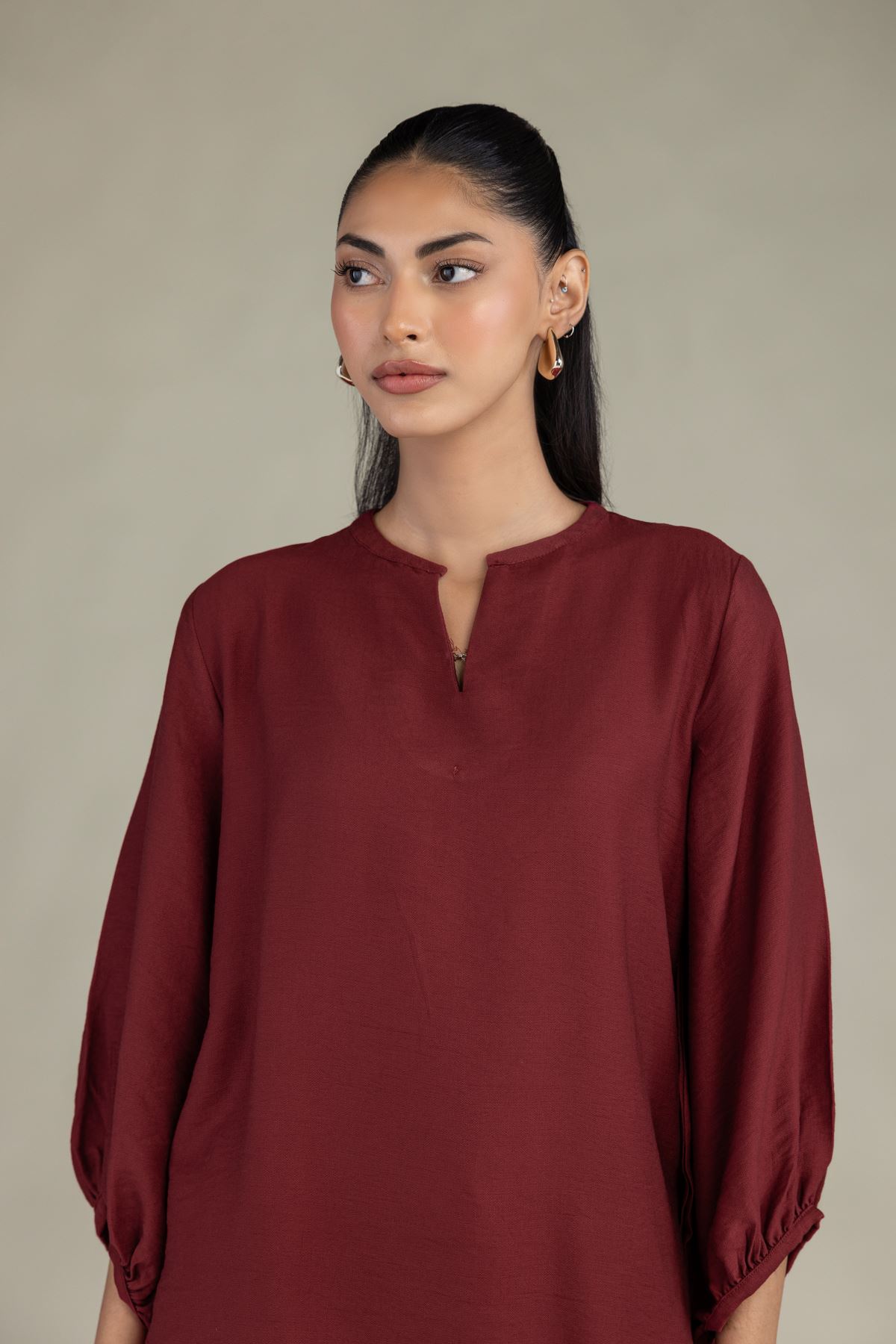 Dyed Crepe Solid Maroon Shirt - 2-26-308-A-B1-VG