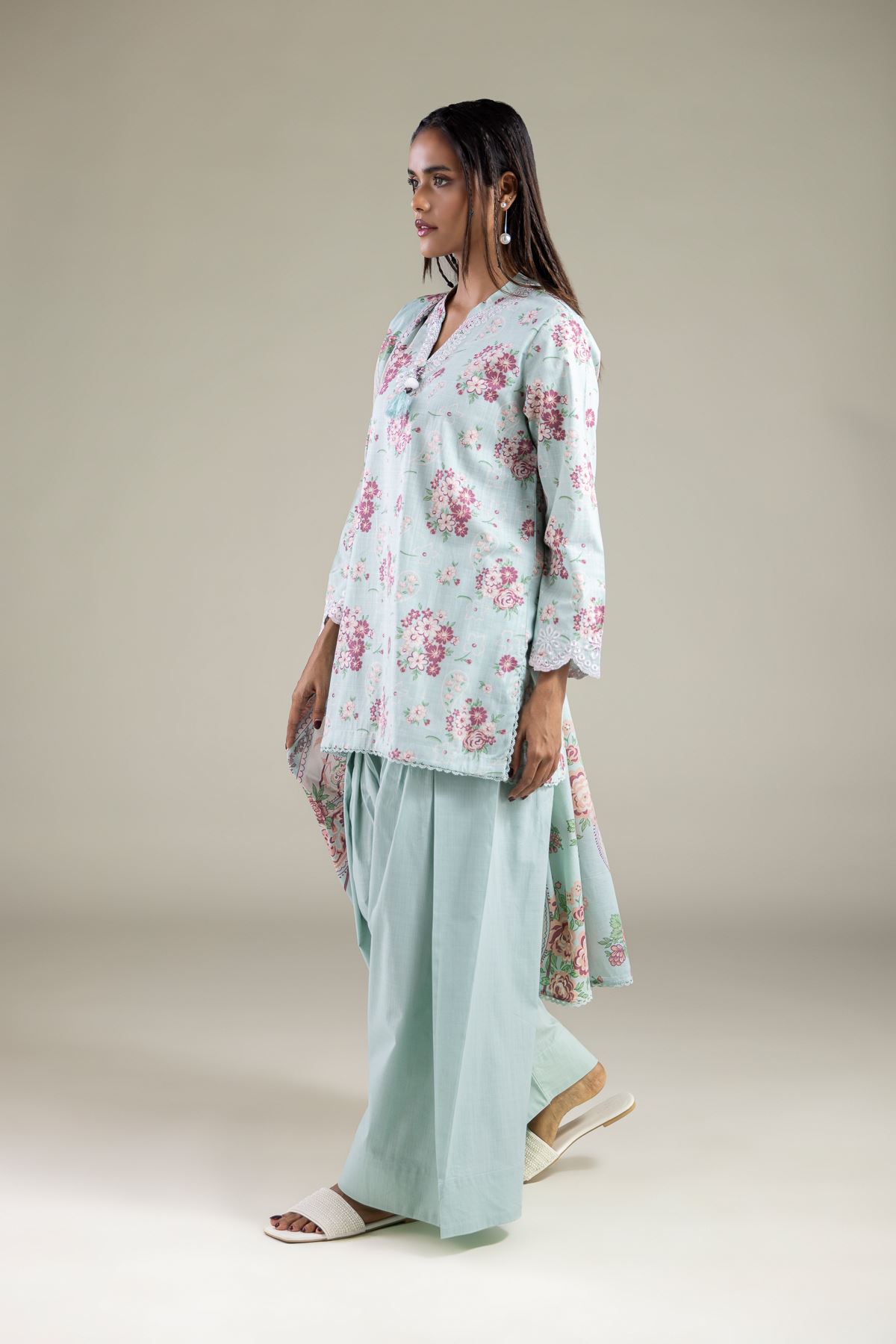 Embroidered Textured Cotton Shalwar - 1-26-122-A-B-VG