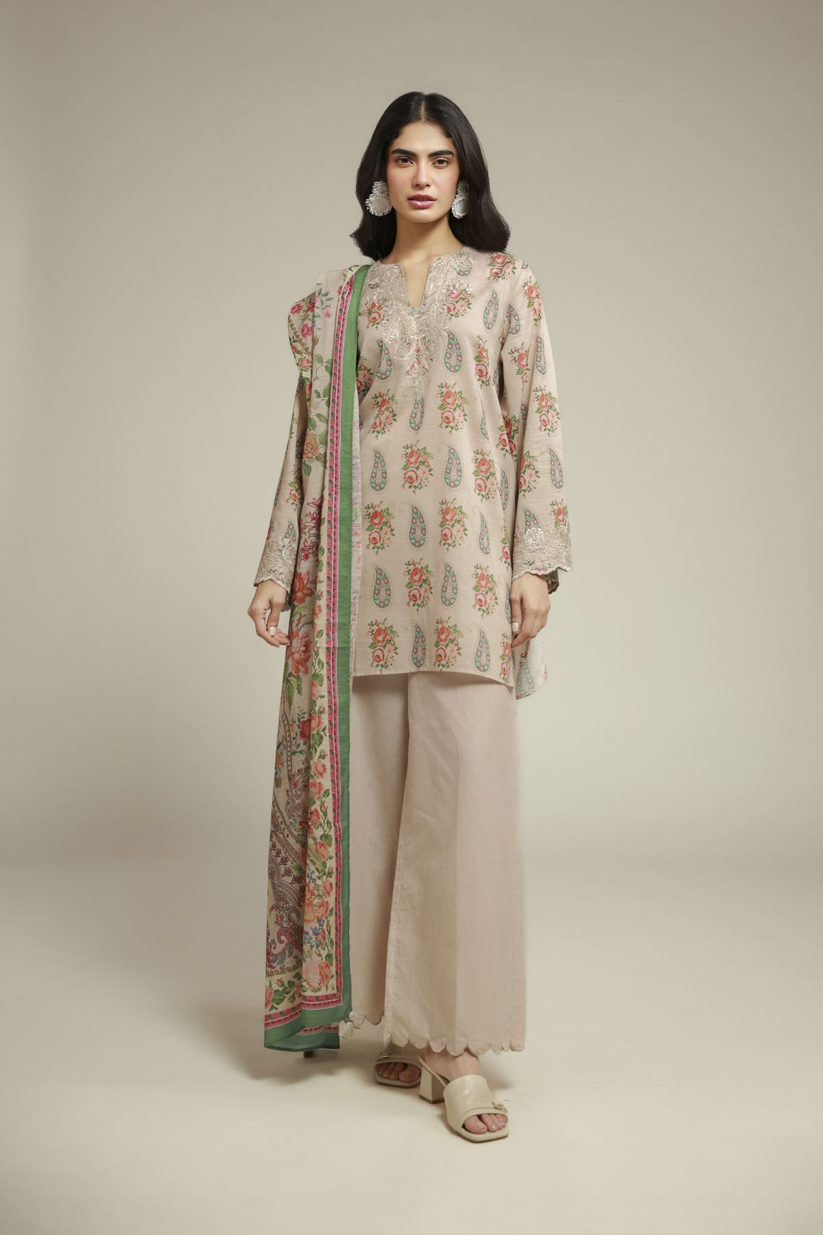 Embroidered Mesuri Floral Tailored Suit - T-A22-26-124FC1-VG