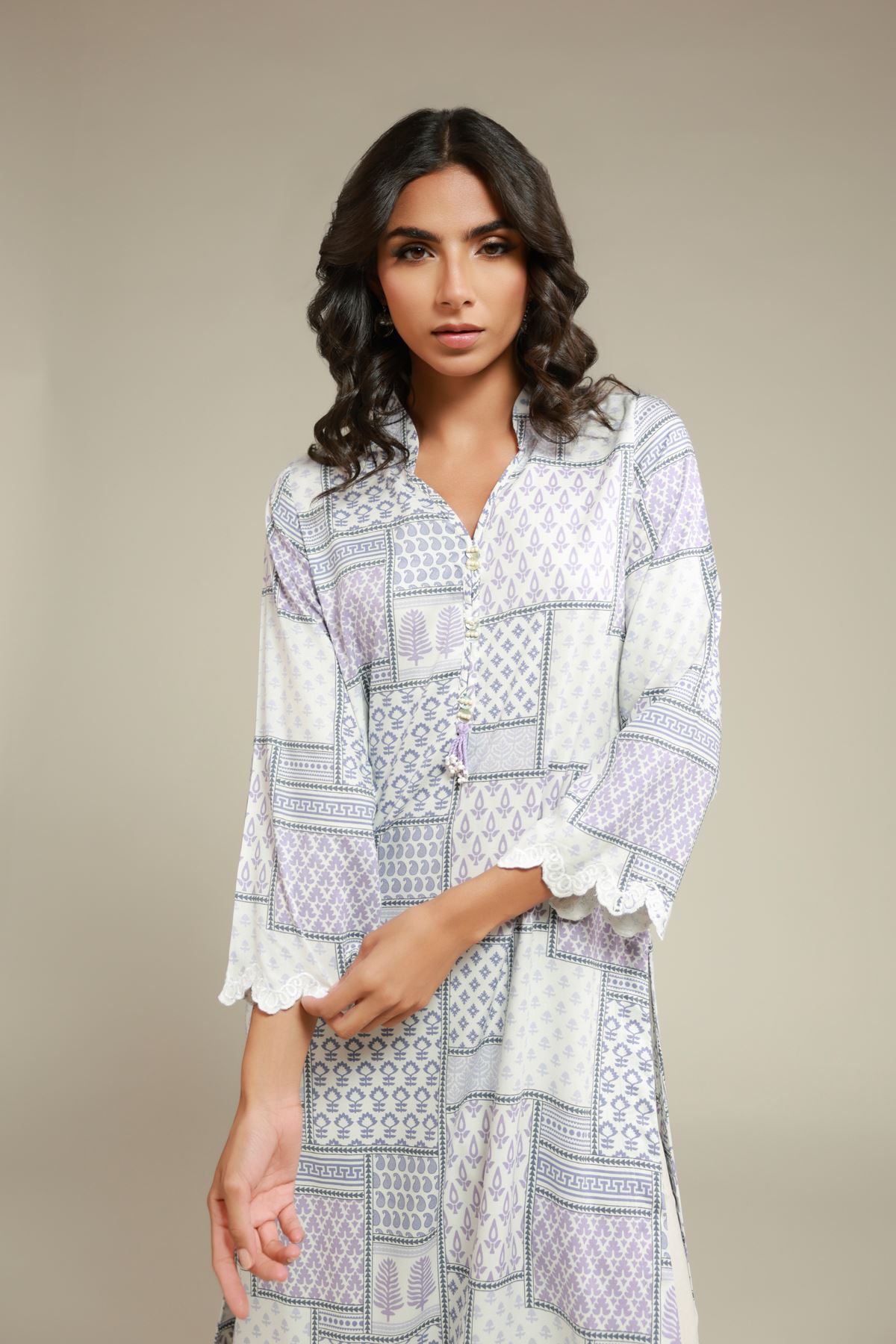 Embroidered Viscose Kurta - 1-26-102-A-E-VG