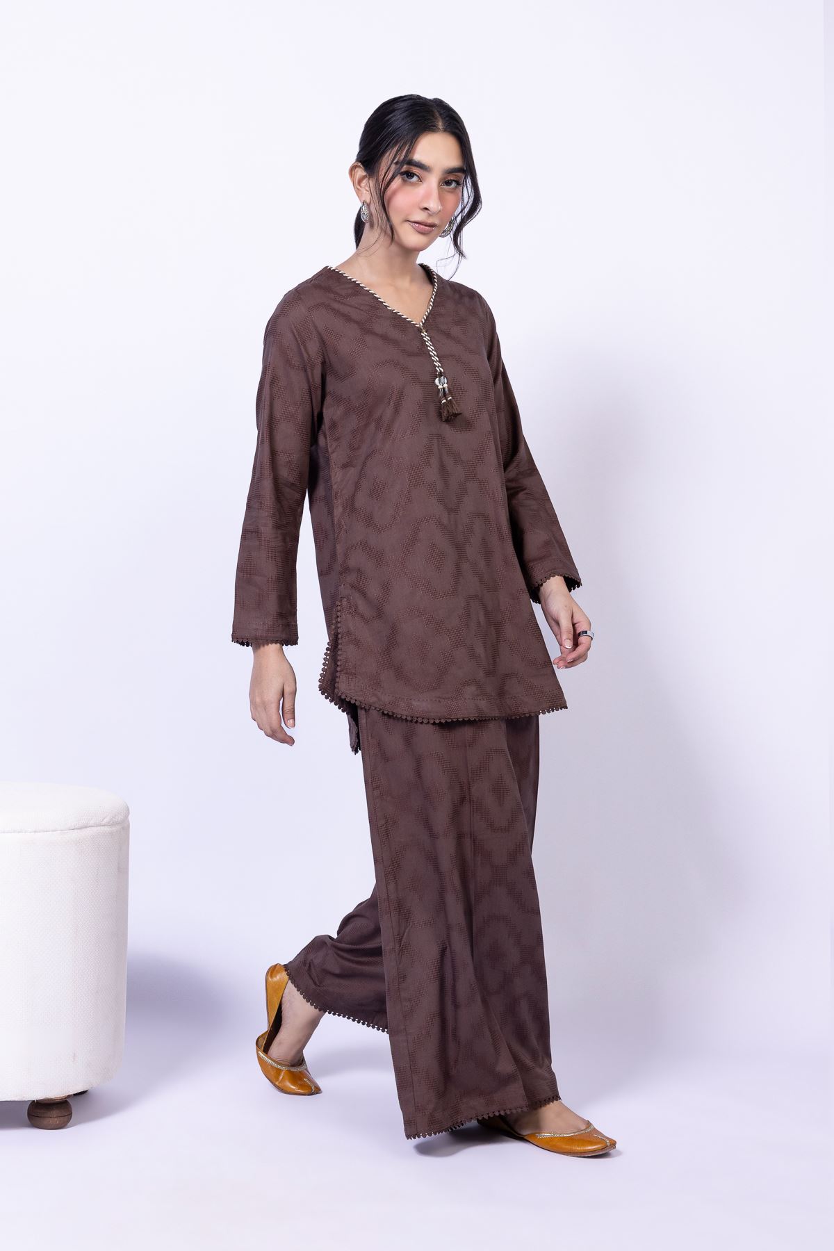 Dyed Jacquard Kurta - OTD4-EX28-04TA-VG