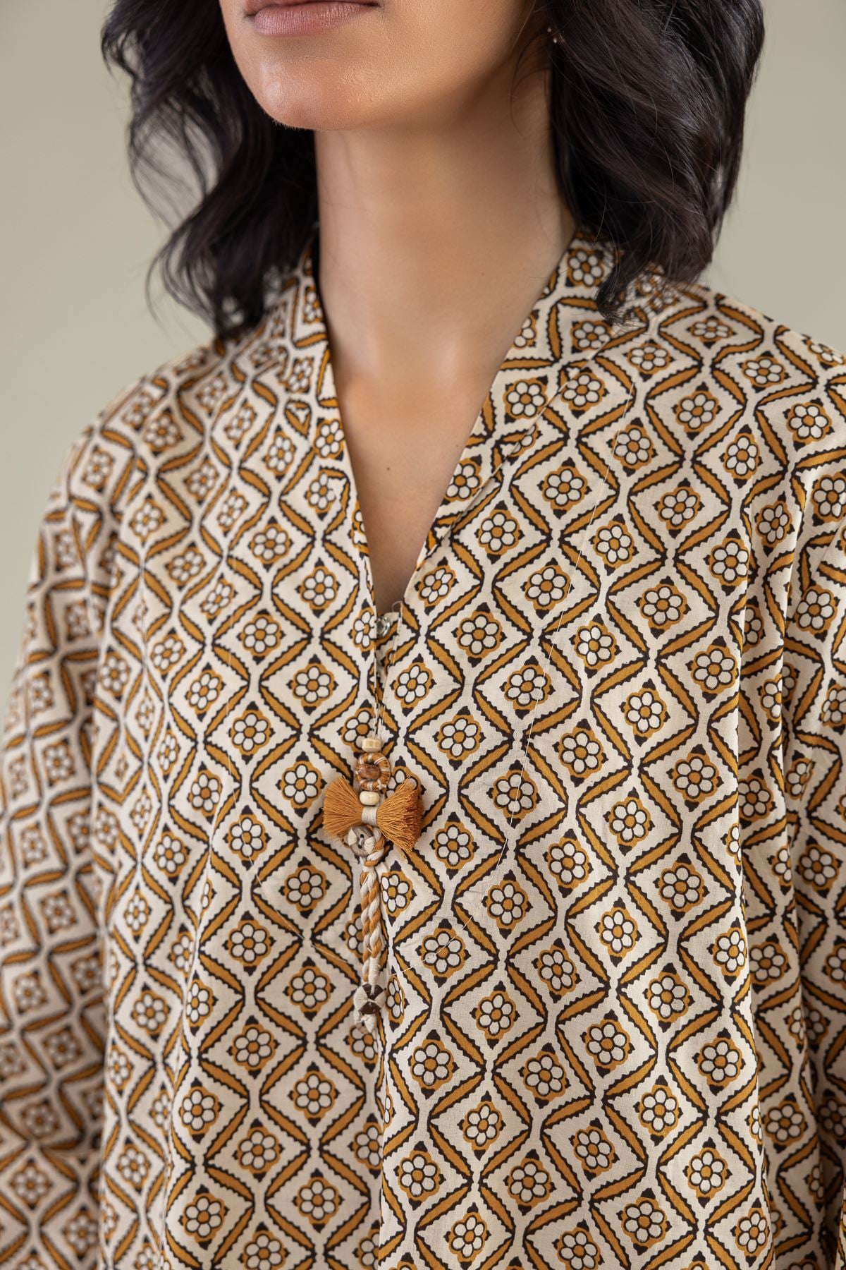 Printed Cambric Short Cambric Kurta - 8-26-303-A-C1-VG