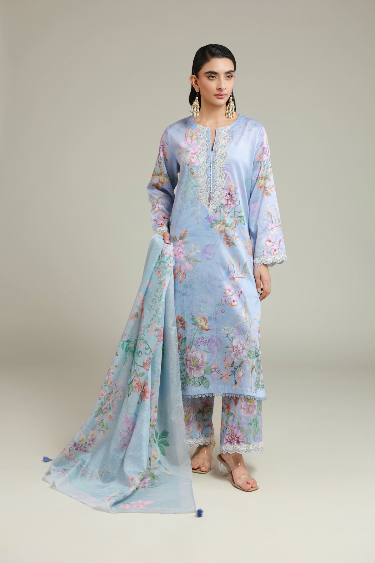 Printed Satin Fabrics 3 Piece - A33-26-111FF1-VG