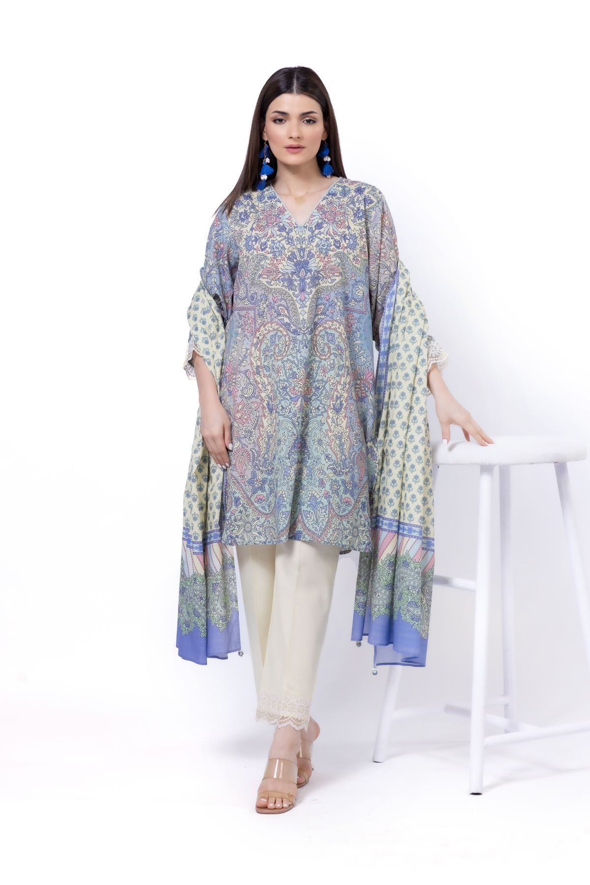 Embroidered Messuri Fabrics 3 Piece - CA02A-VG