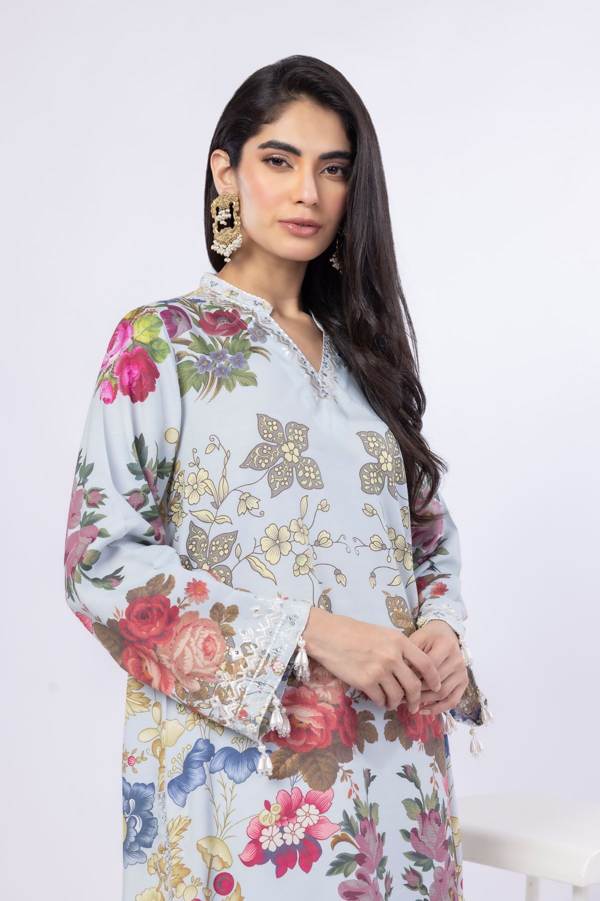 Embroidered Russian Raw Silk Kurta - 25-04E48-07TA-VG