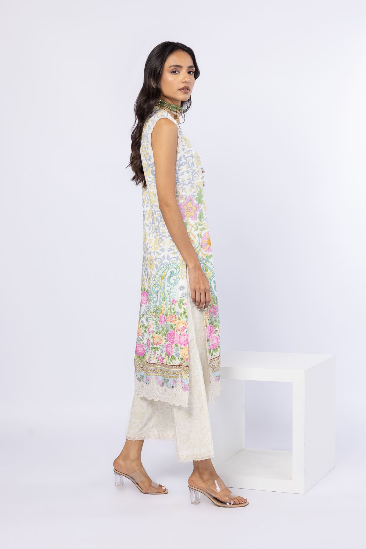 Embroidered Crosshatch Raw Silk Pants - 25-09-9S3-02TA-VG