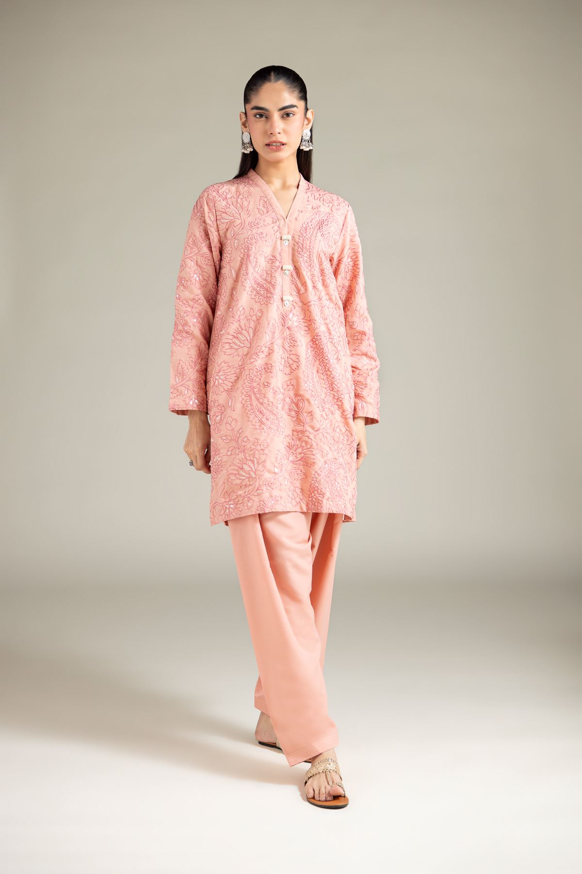 Embroidered Blended Cambric Kurta - 1-26-108-A-F-VG