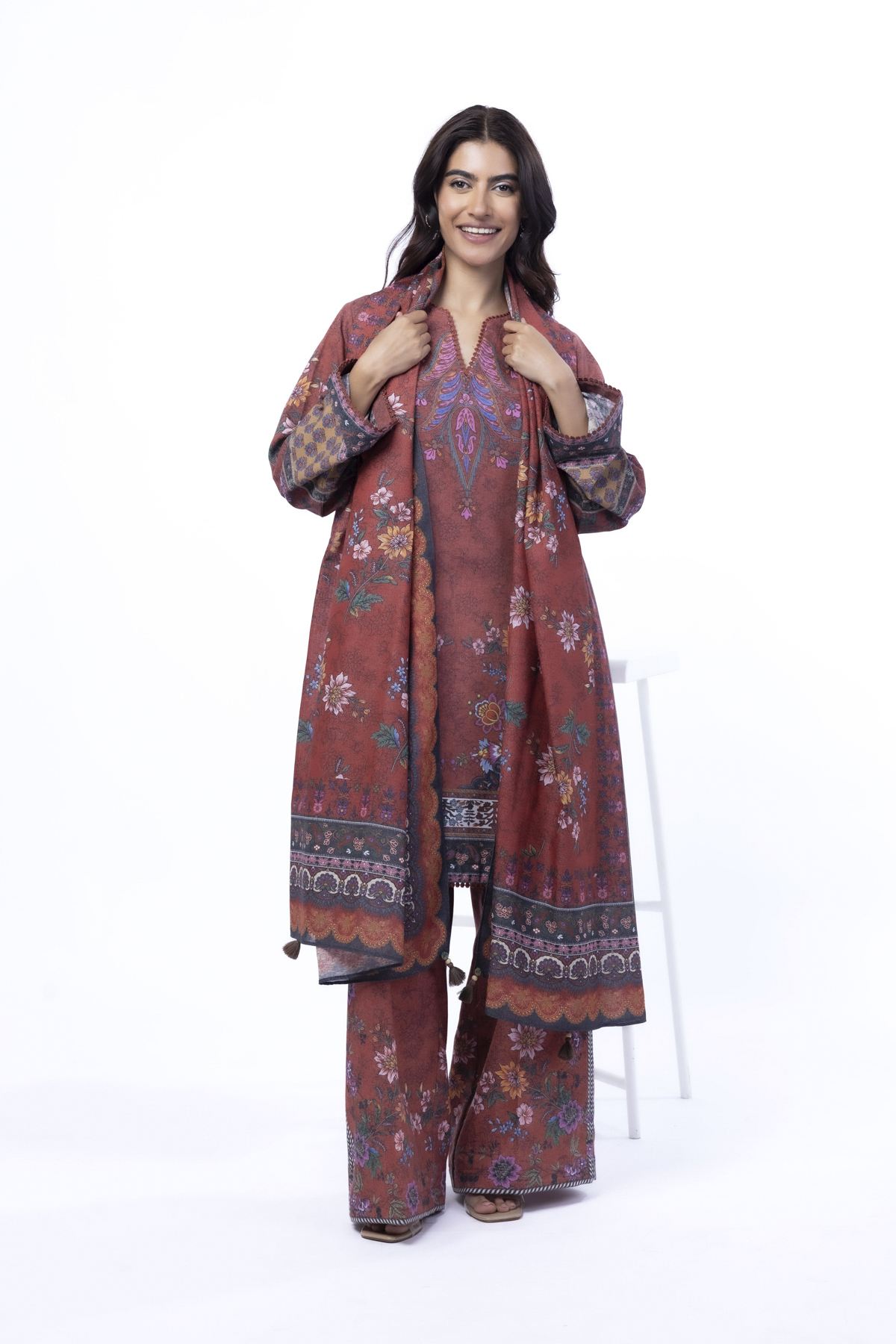 Printed Karandi Fabrics 3 Piece - KRN02A-VG