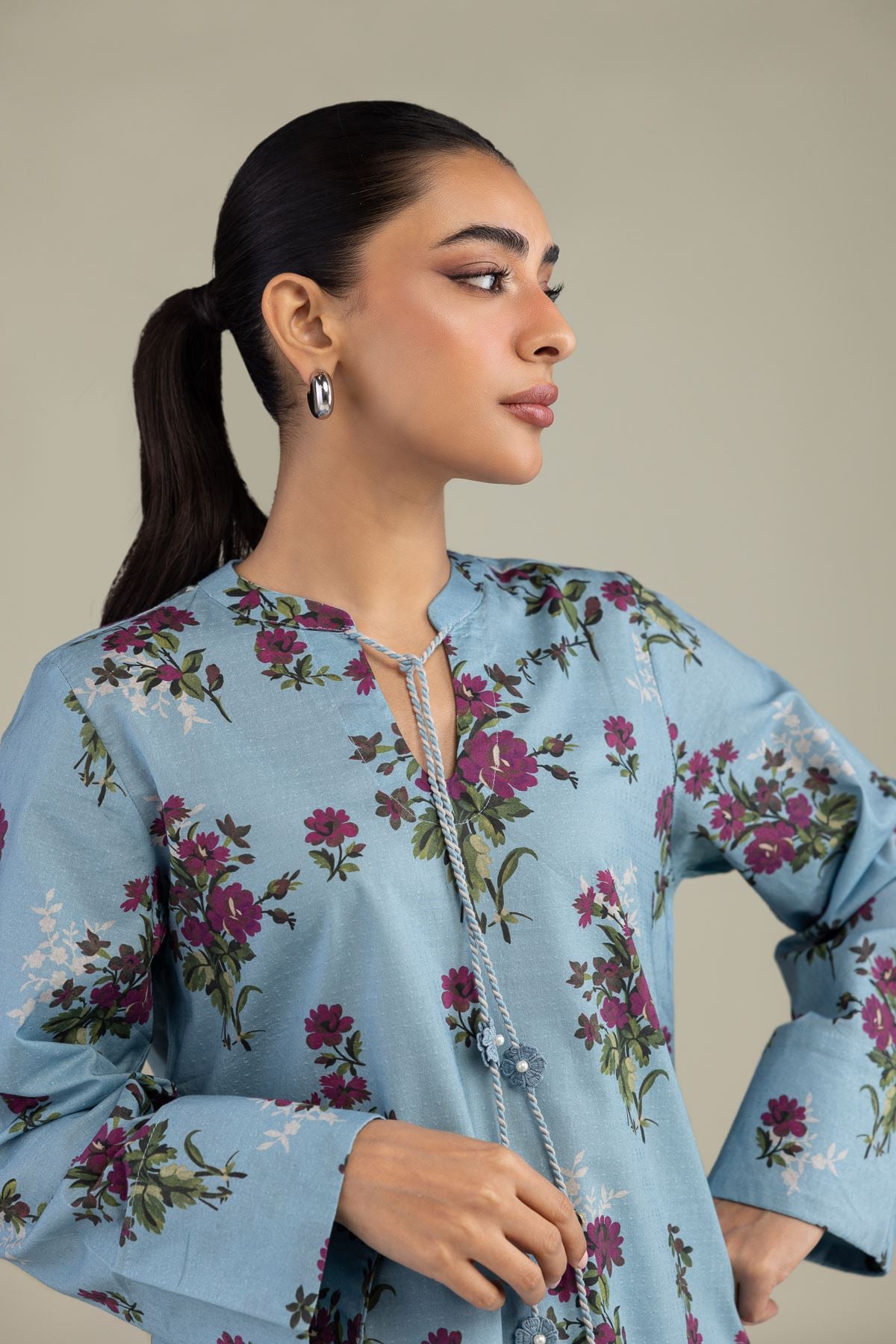 Printed Cotton Dobby Floral Cotton Kurta - 1-26-229-B-I2-VG