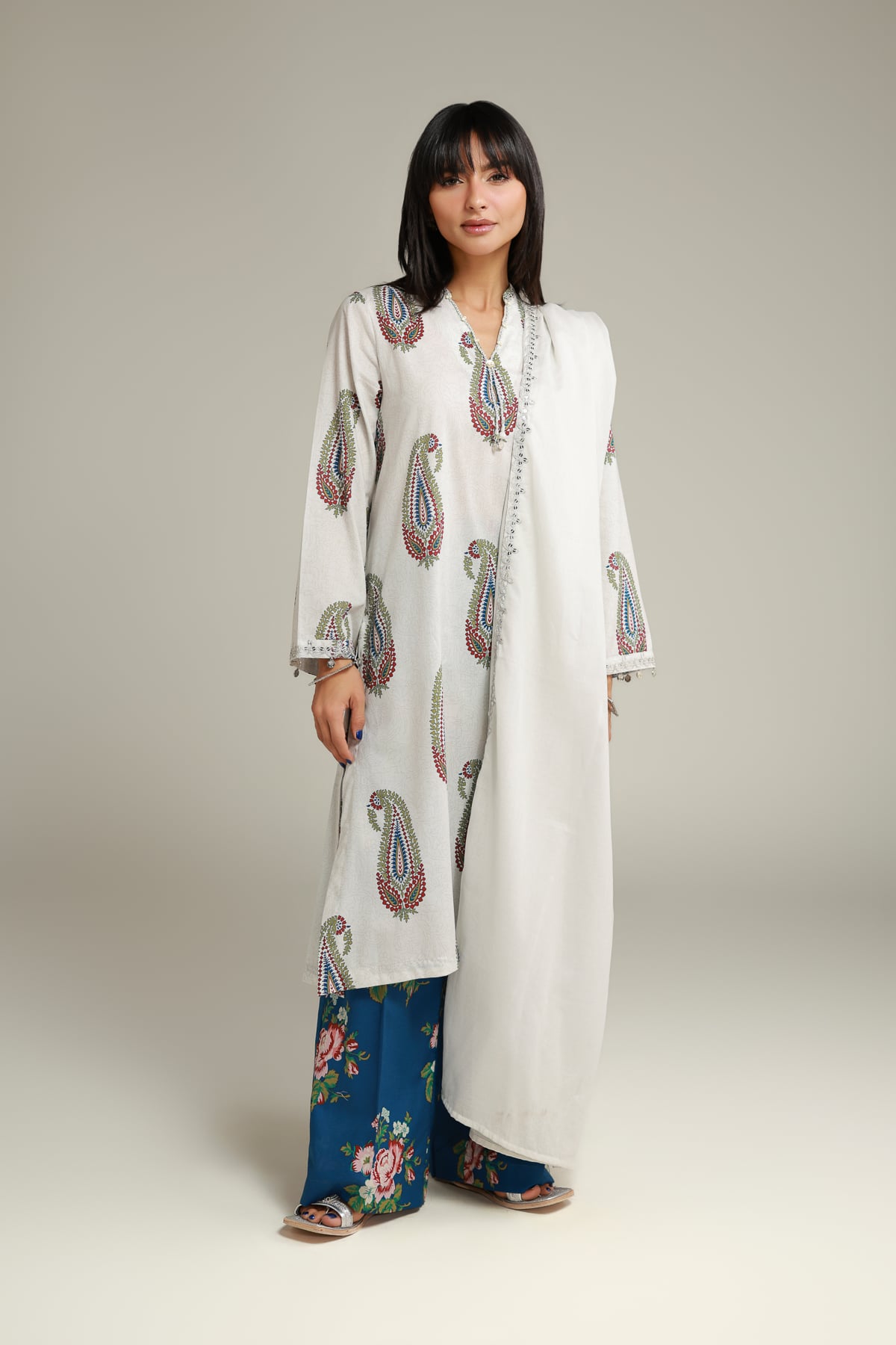 Embroidered Cambric Long Cambric Kurta - 1-26-138-A-D-VG