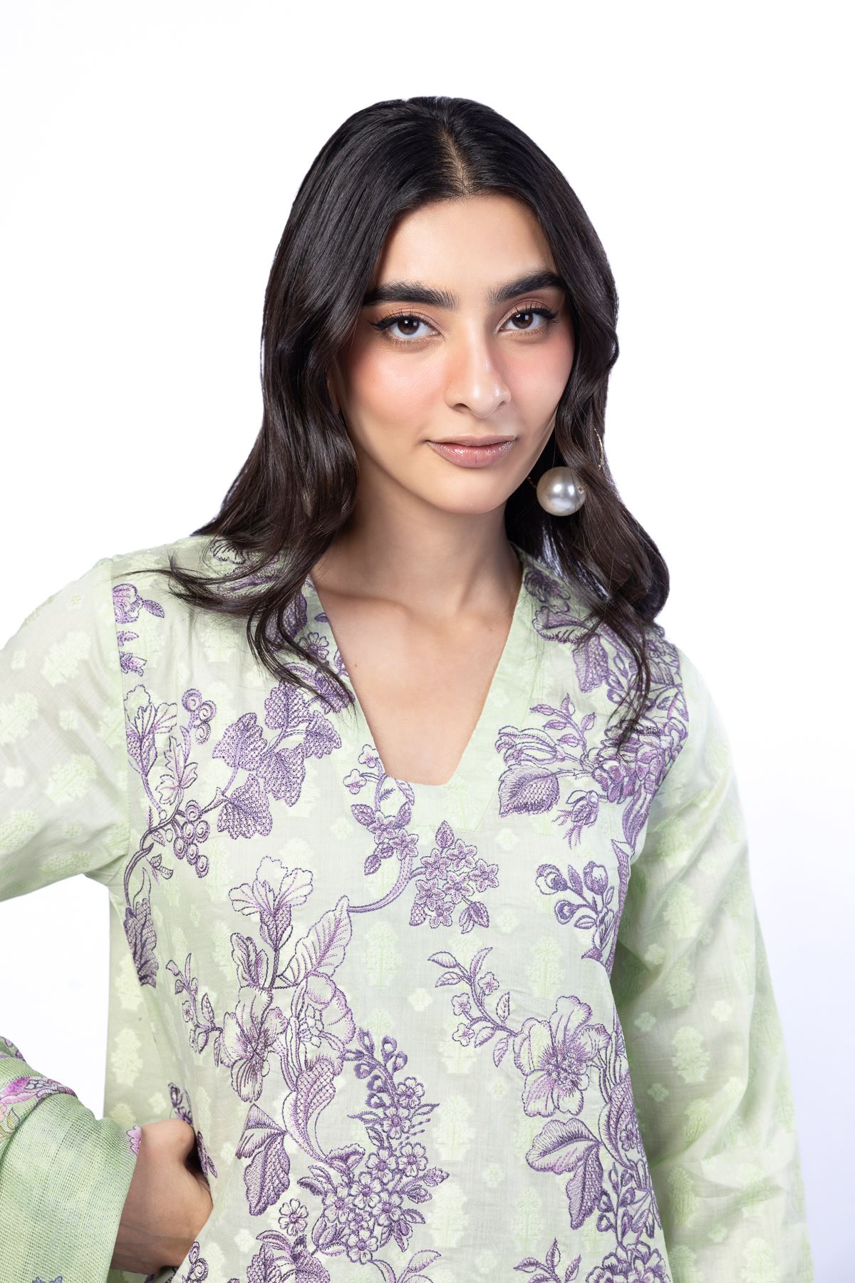 Embroidered Broshia Tailored 3 Piece - T-A33-26-107FG-VG