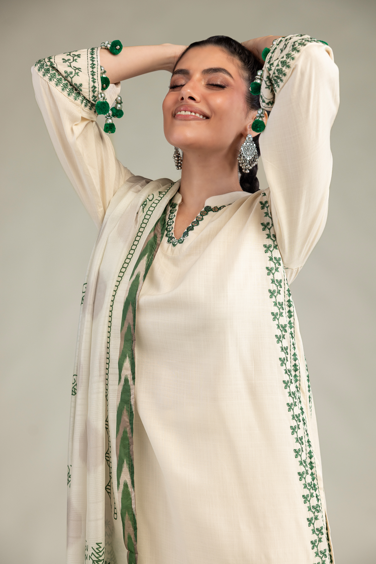 Embroidered Polyester Silk Polyster Silk Dupatta - 1-26-102-A-F-VG