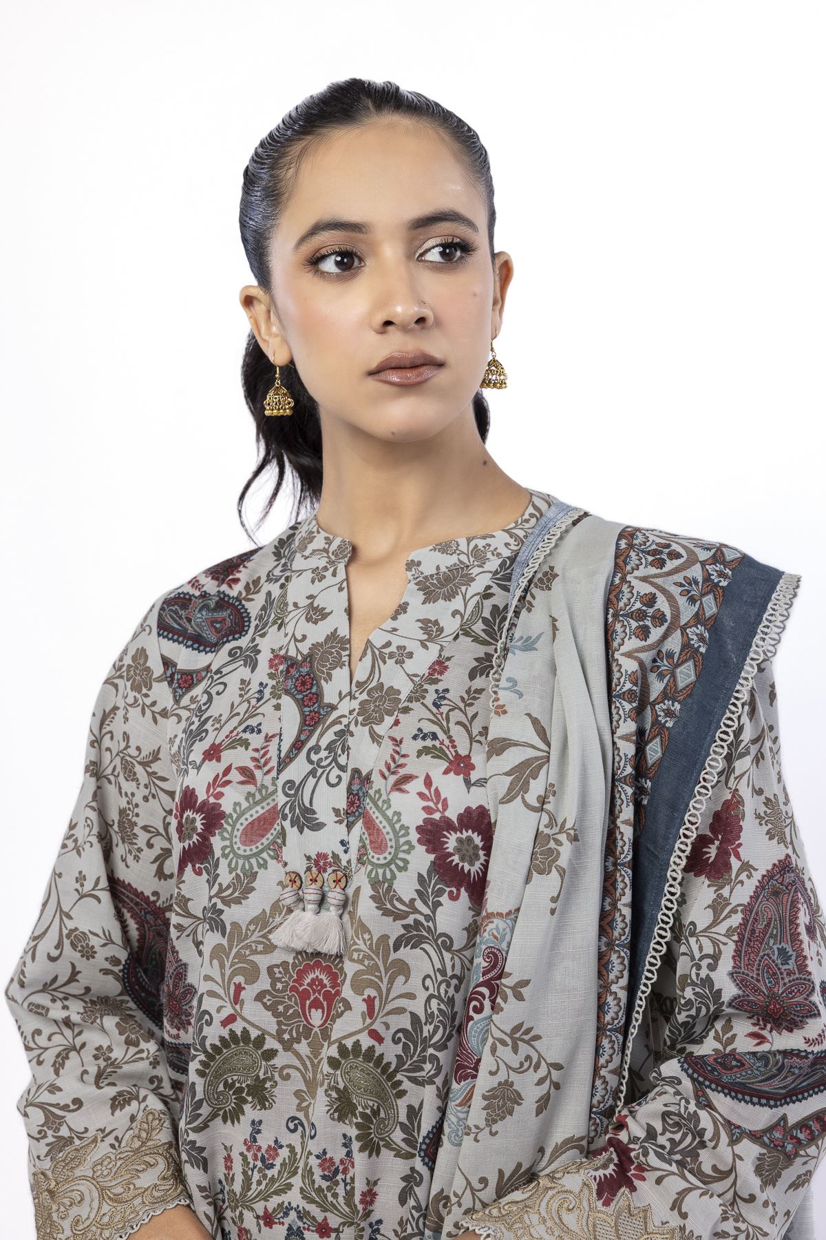 Embroidered Light Khaddar Paisley 3-Piece Set - KN31AST-VG