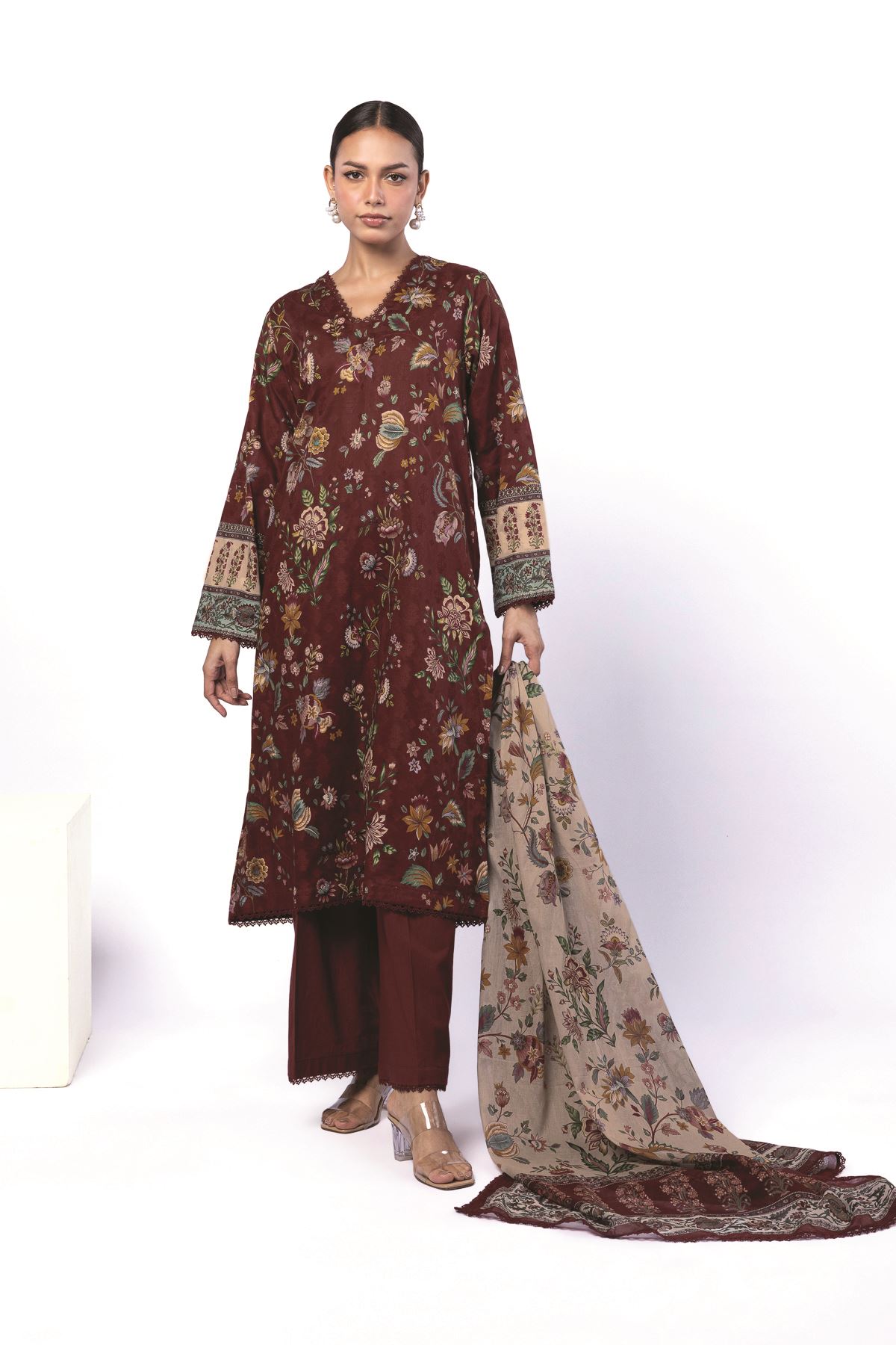 Printed Broshia Fabrics 3 Piece - 1001919094