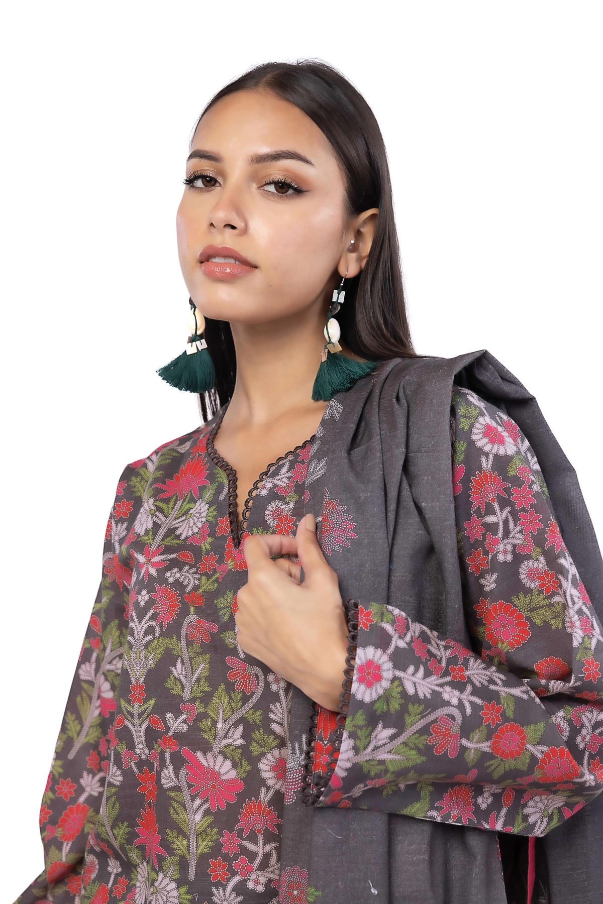 Printed Khaddar Fabrics 3 Piece - LKN72B-VG