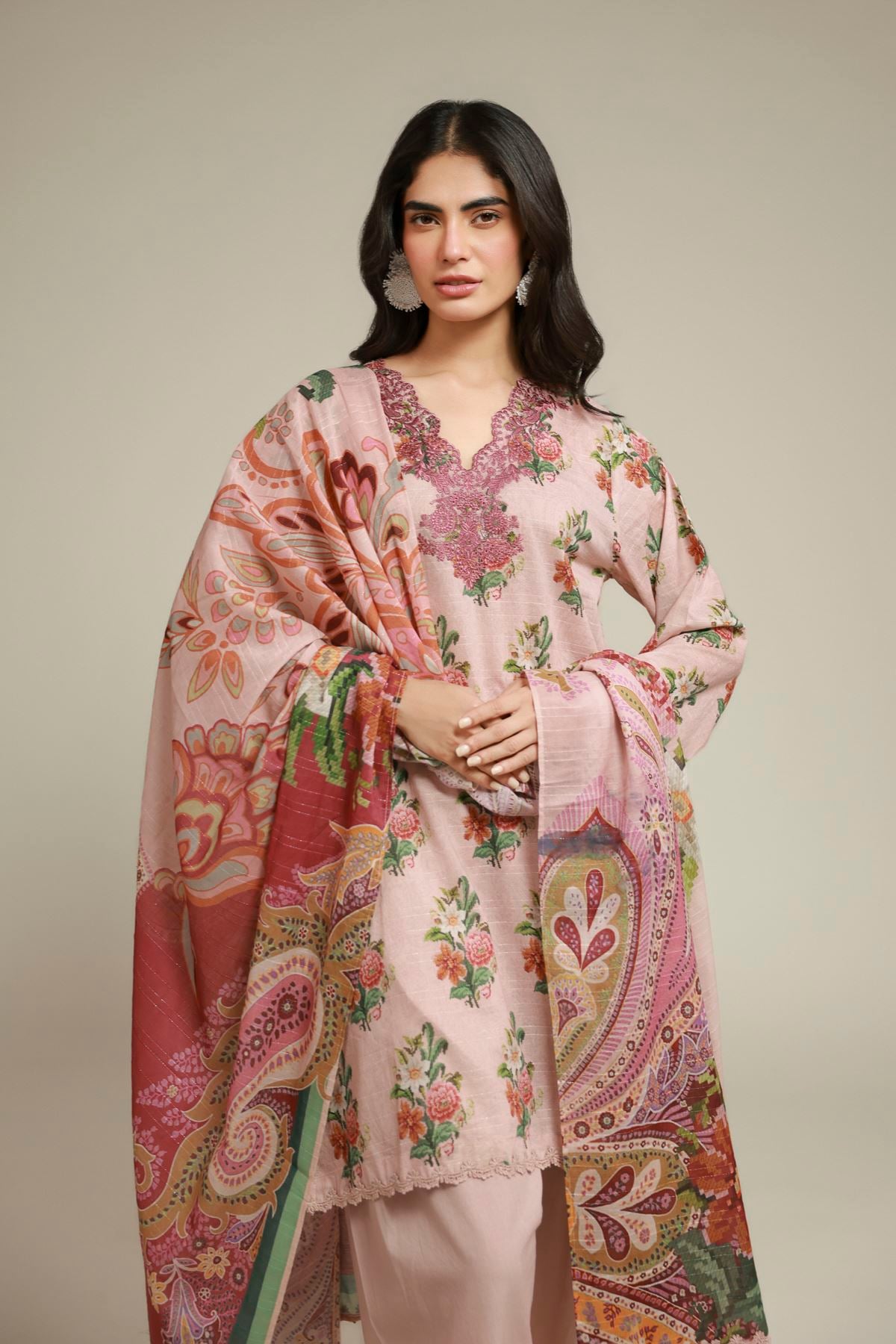 Embroidered Mesuri Fabrics 3 Piece - A22-26-123FF1-VG
