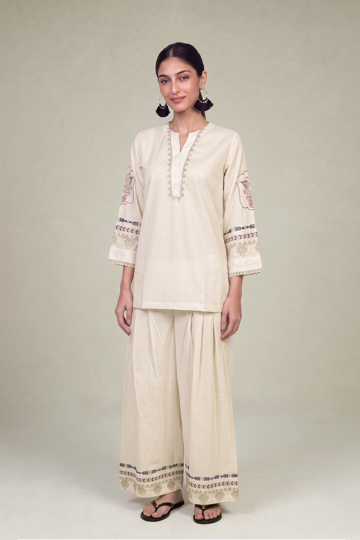 Embroidered Cambric Floral Cambric Kurta - 1-26-102-A-F-VG