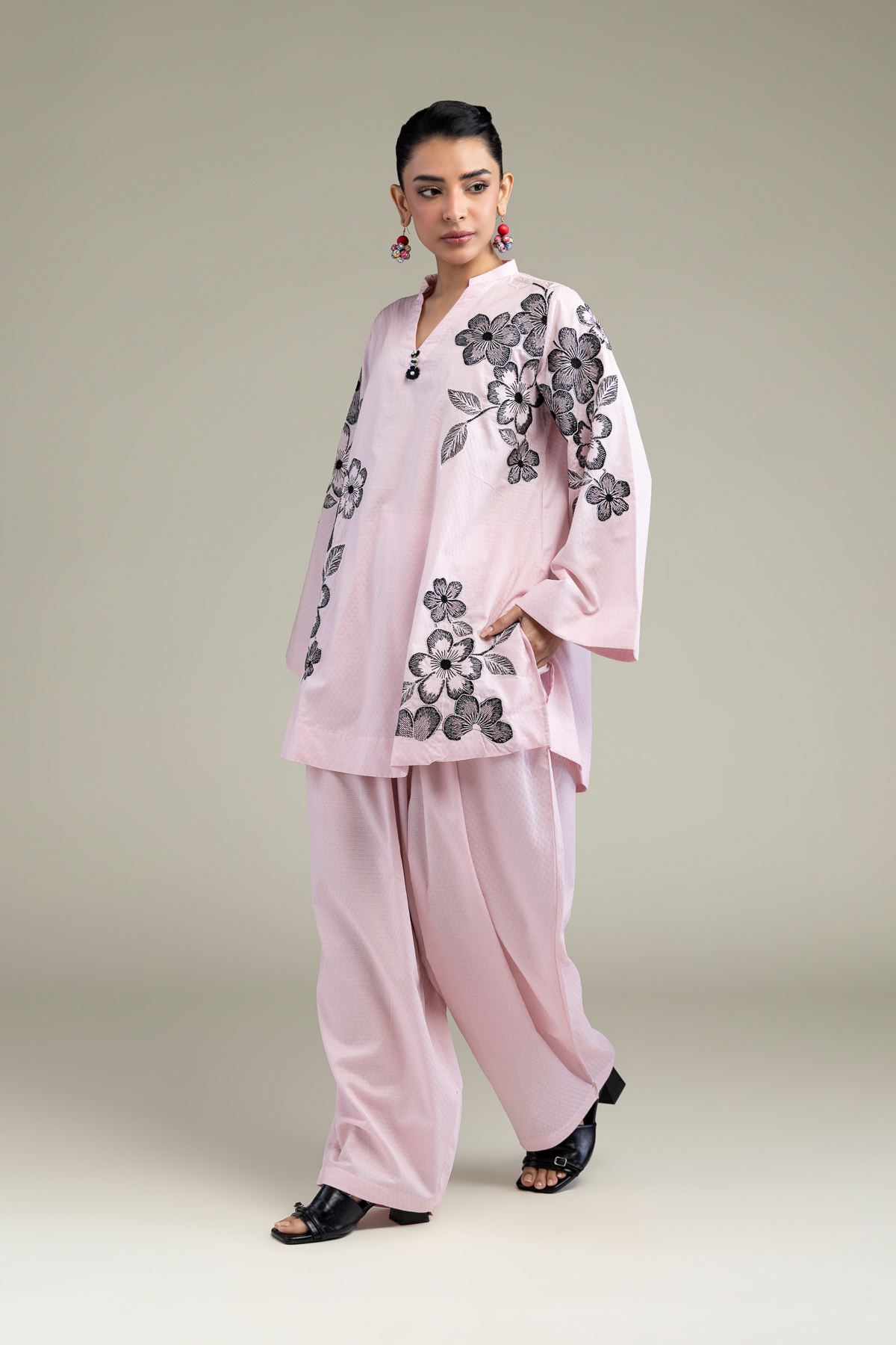 Embroidered Cotton Dobby Solid Pink Shalwar - 1-26-211-A-F1-VG