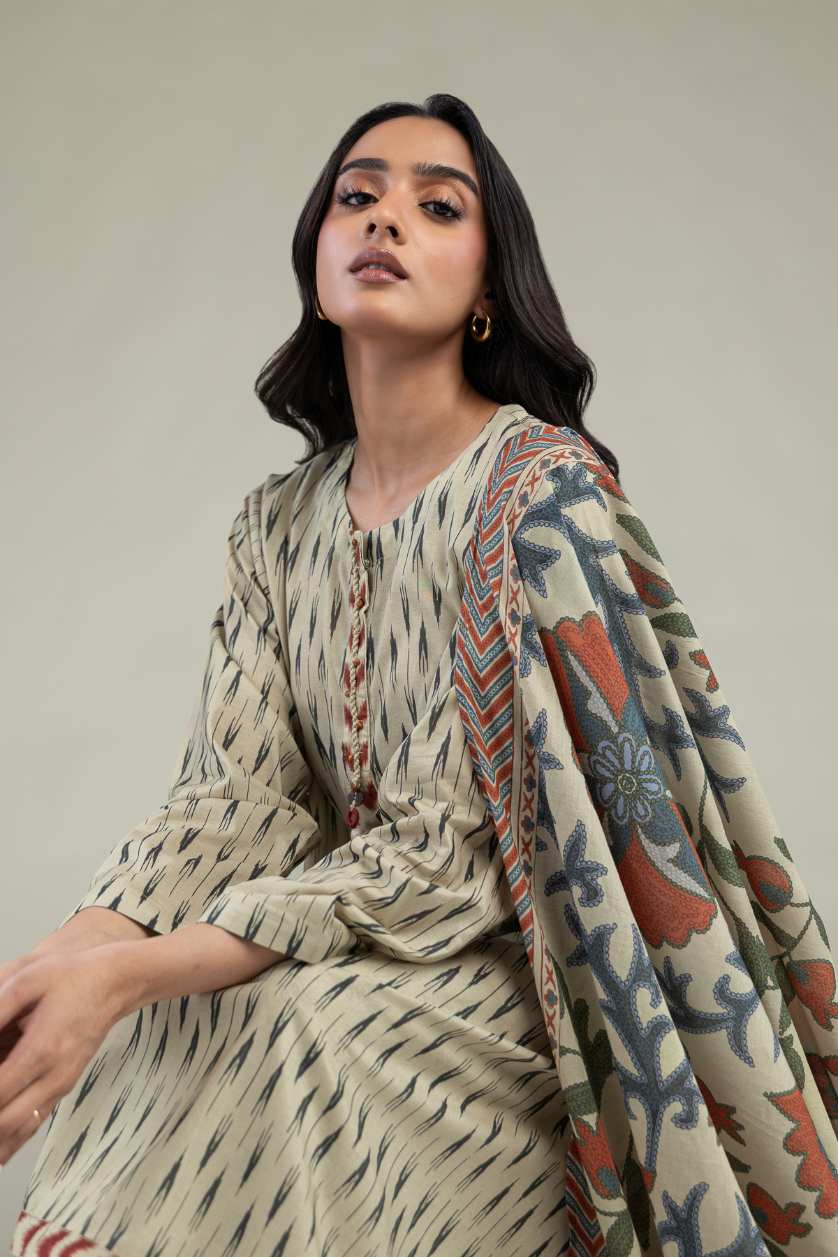 Printed Lawn Floral Lawn Dupatta - 1-26-250-B-H1-VG