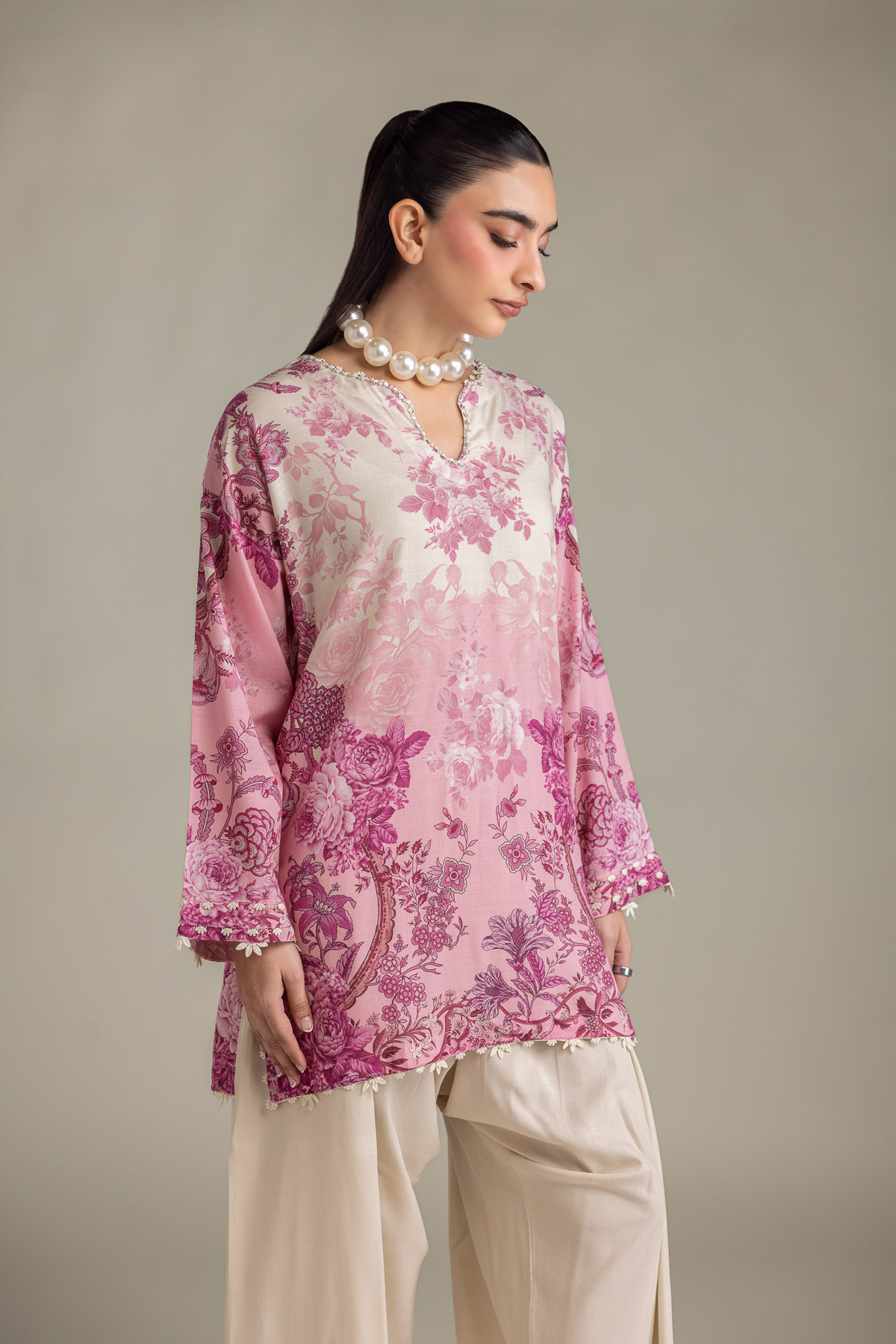 Printed Raw Silk Floral Silk Kurta - 2-26-202-A-D-VG