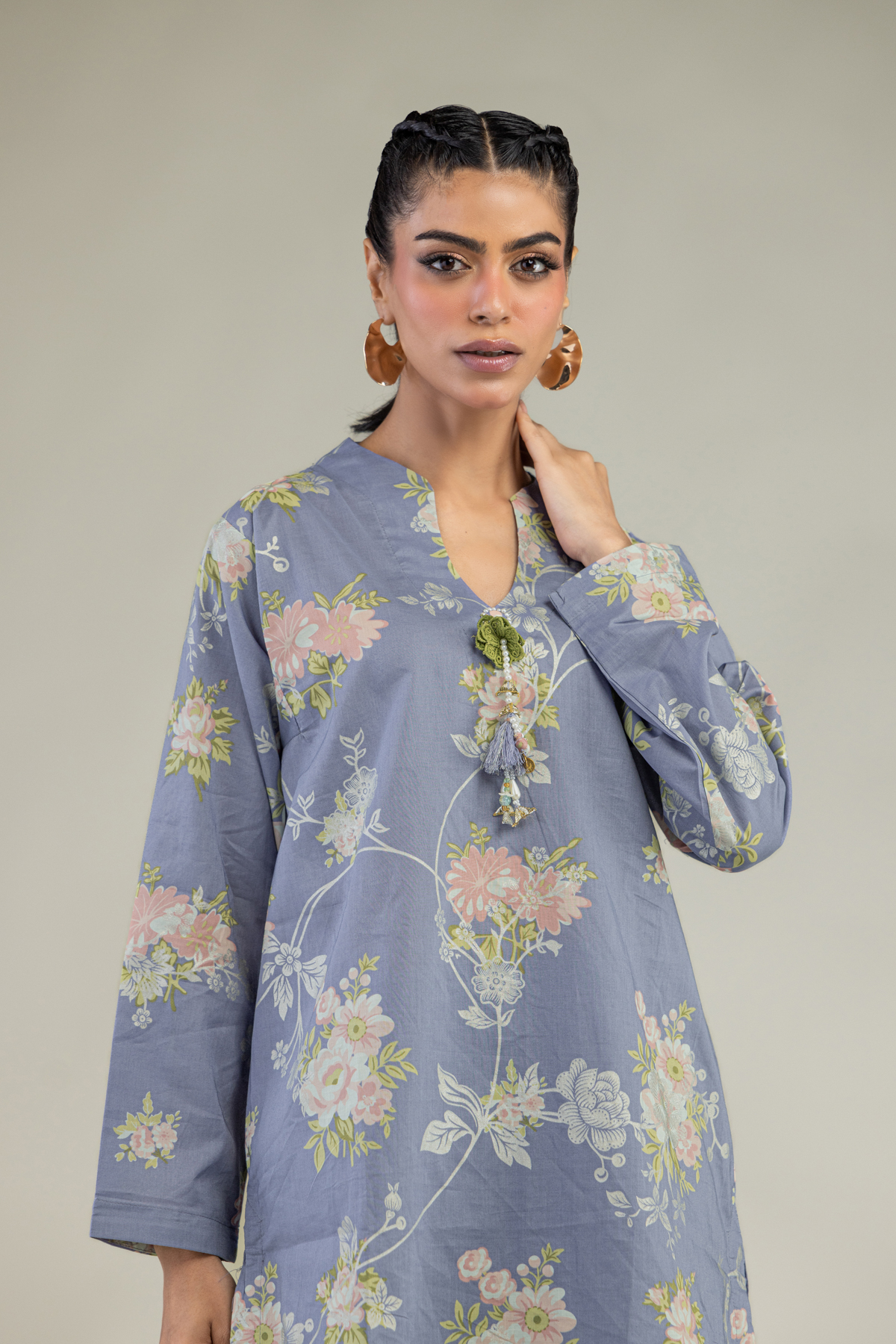 Printed Cambric Floral Cambric Kurta - 1-26-240-A-I1-VG