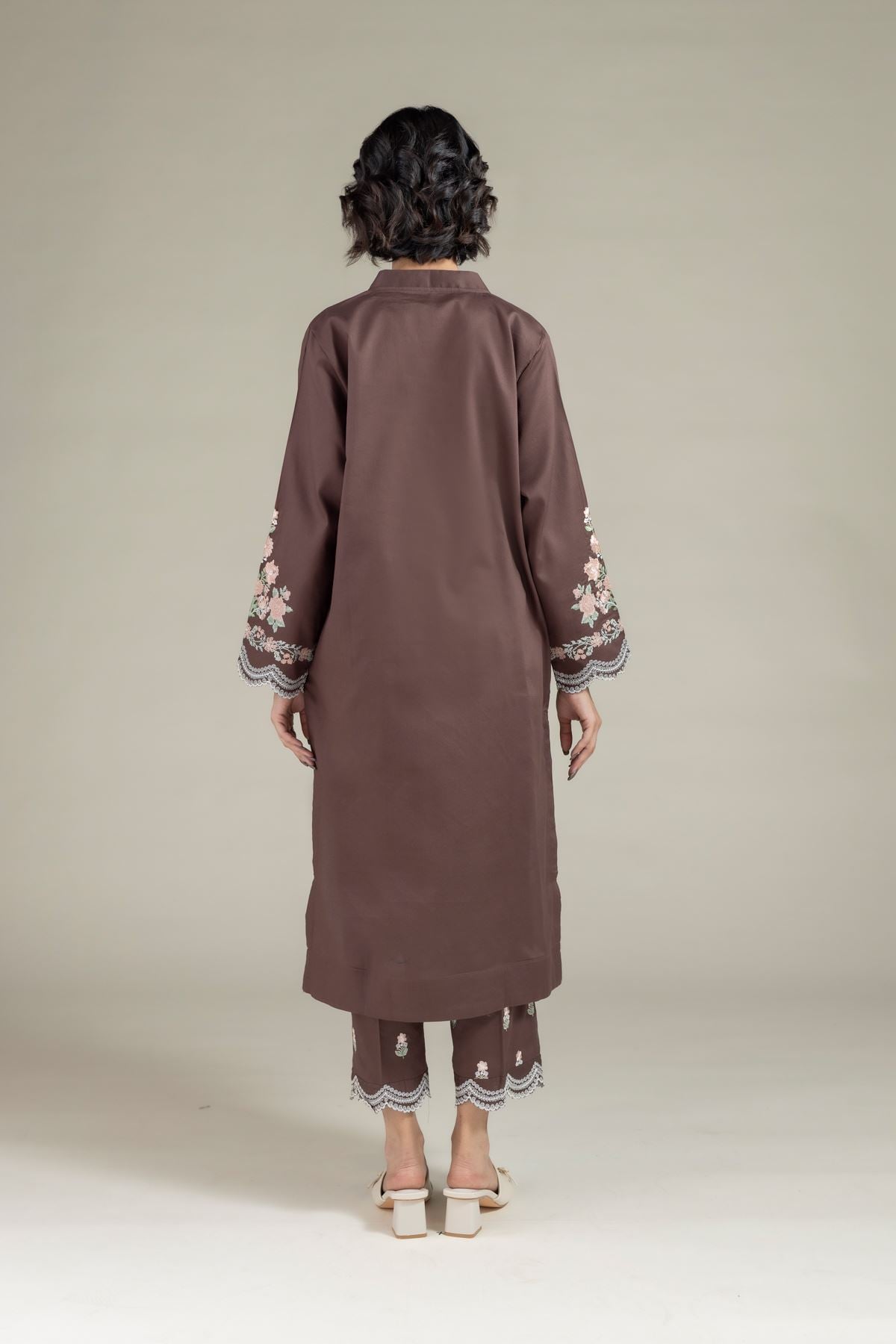 Embroidered Textured Cotton Kurta - 25-10-12E9-02TA-VG